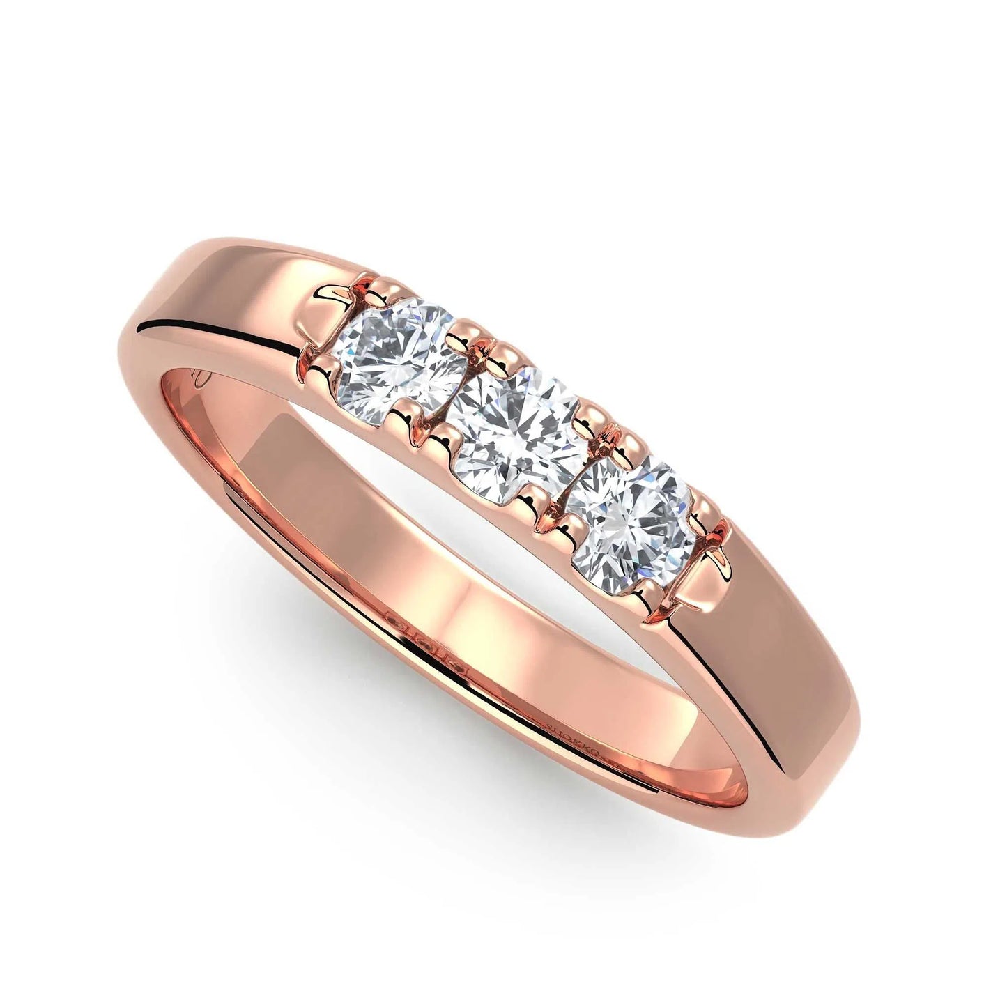 Suokko Timanttikorut -timanttisormus rosakultaa, jossa istutettuna 3 timanttia. Tuotekoodi KR10382BR10