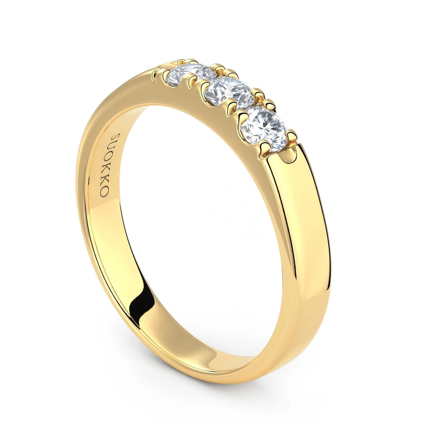 Suokko Timanttikorut -timanttisormus keltakultaa, jossa istutettuna 3 timanttia. Tuotekoodi KR10382BR10