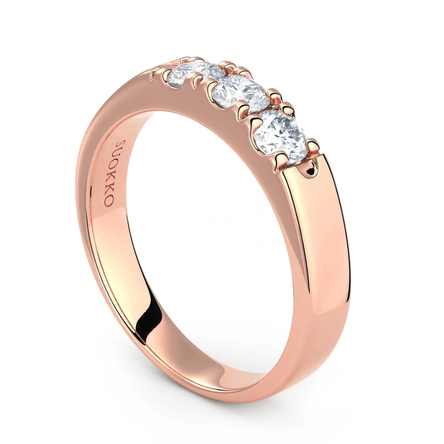 Suokko Timanttikorut -timanttisormus rosakultaa, jossa istutettuna 3 timanttia. Tuotekoodi KR10382BR15