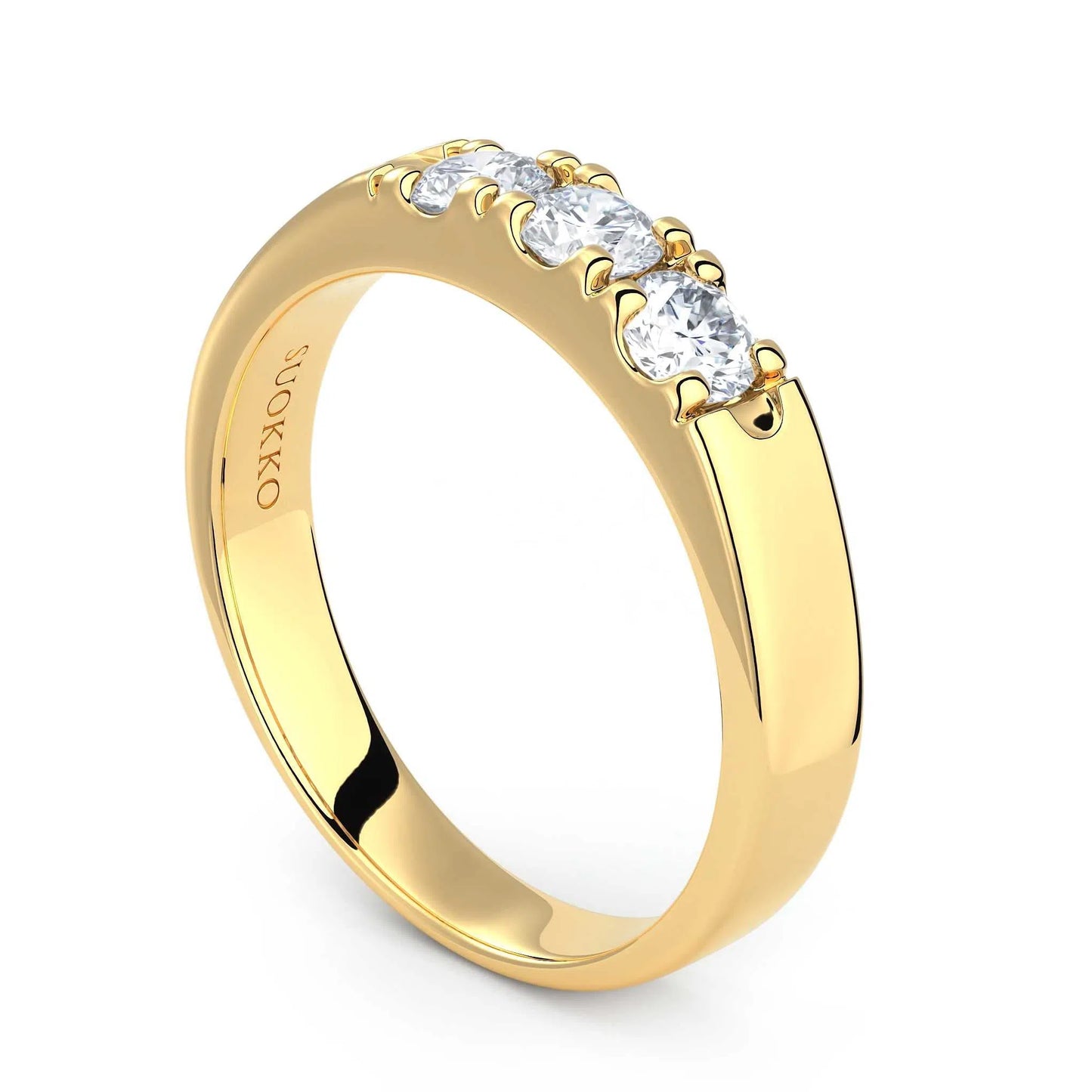 Suokko Timanttikorut -timanttisormus keltakultaa, jossa istutettuna 3 timanttia. Tuotekoodi KR10382BR15