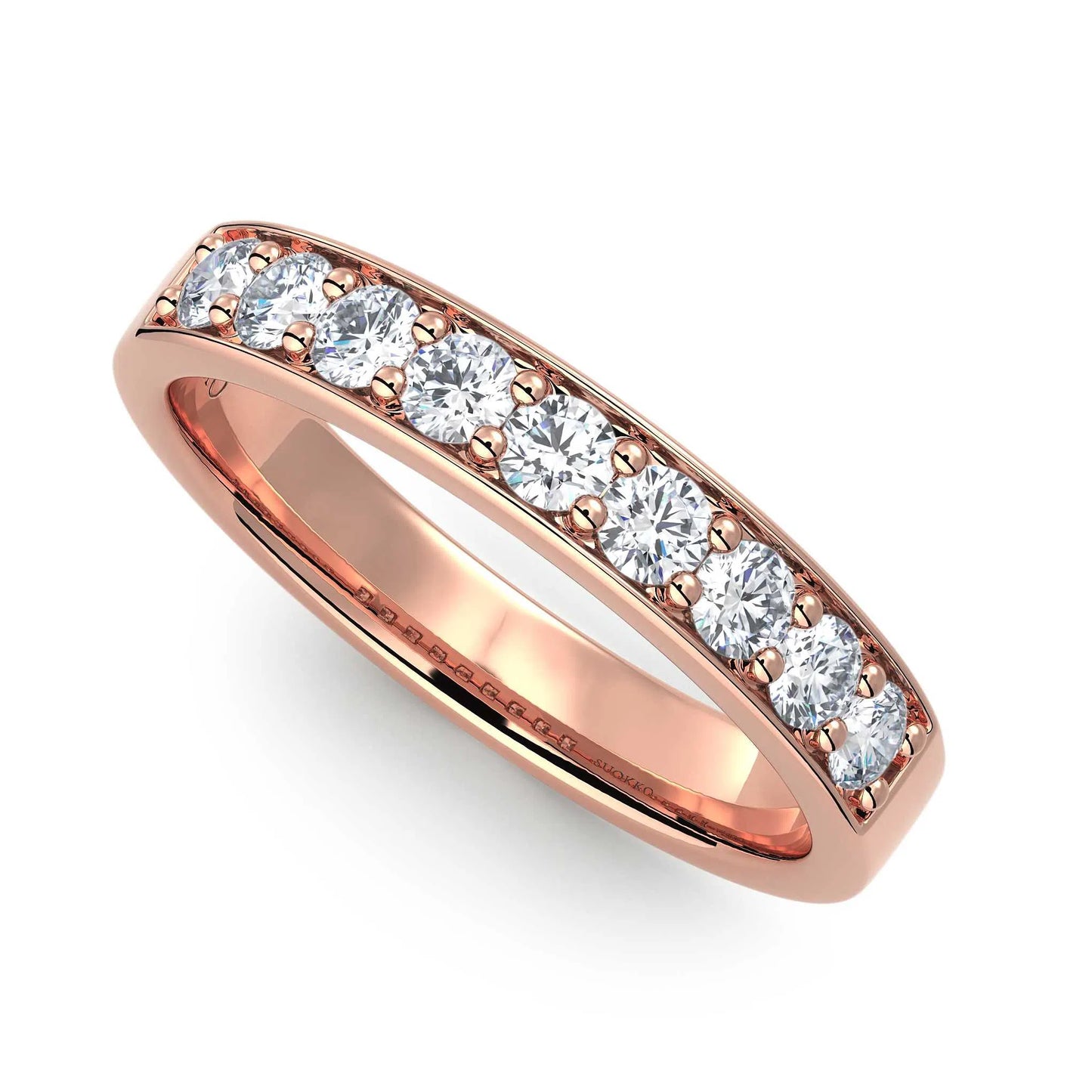 Suokko Timanttikorut -timanttisormus rosakultaa, jossa istutettuna 9 timanttia. Tuotekoodi KR10590A5