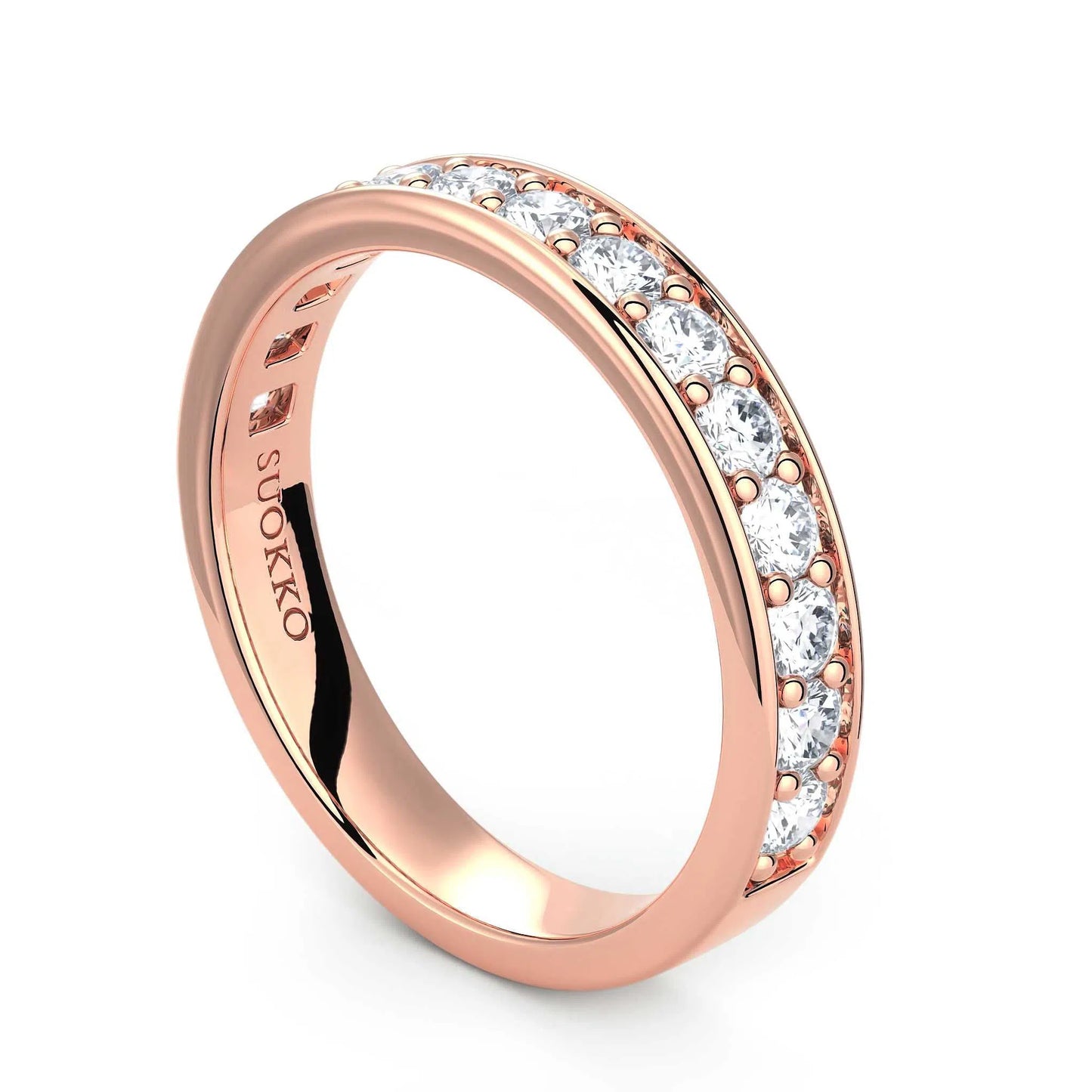 Suokko Timanttikorut -timanttisormus rosakultaa, jossa istutettuna 14 timanttia. Tuotekoodi KR10590A