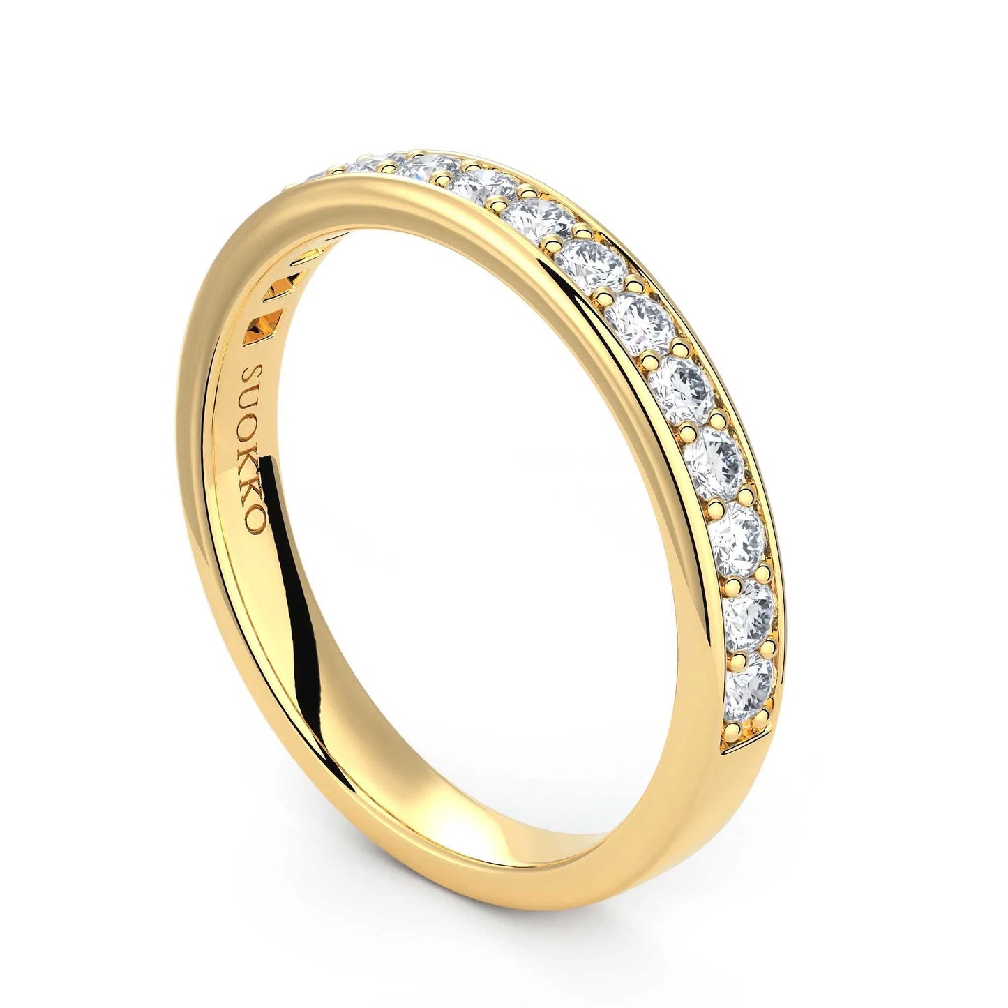 Suokko Timanttikorut -timanttisormus keltakultaa, jossa istutettuna 15 timanttia. Tuotekoodi KR10590