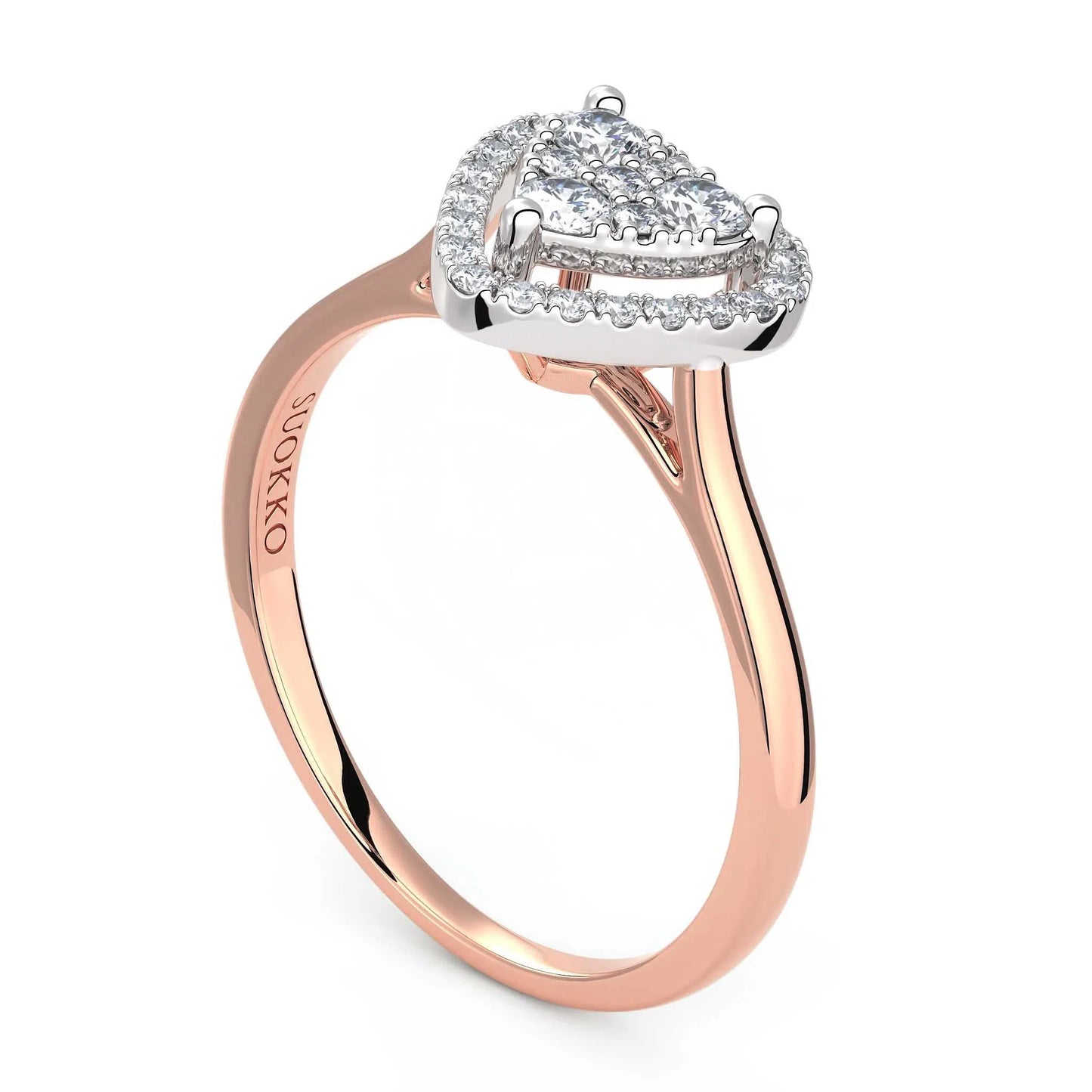 Suokko Timanttikorut -timanttisormus rosakultaa, jossa istutettuna 29 timanttia. Tuotekoodi KR11562