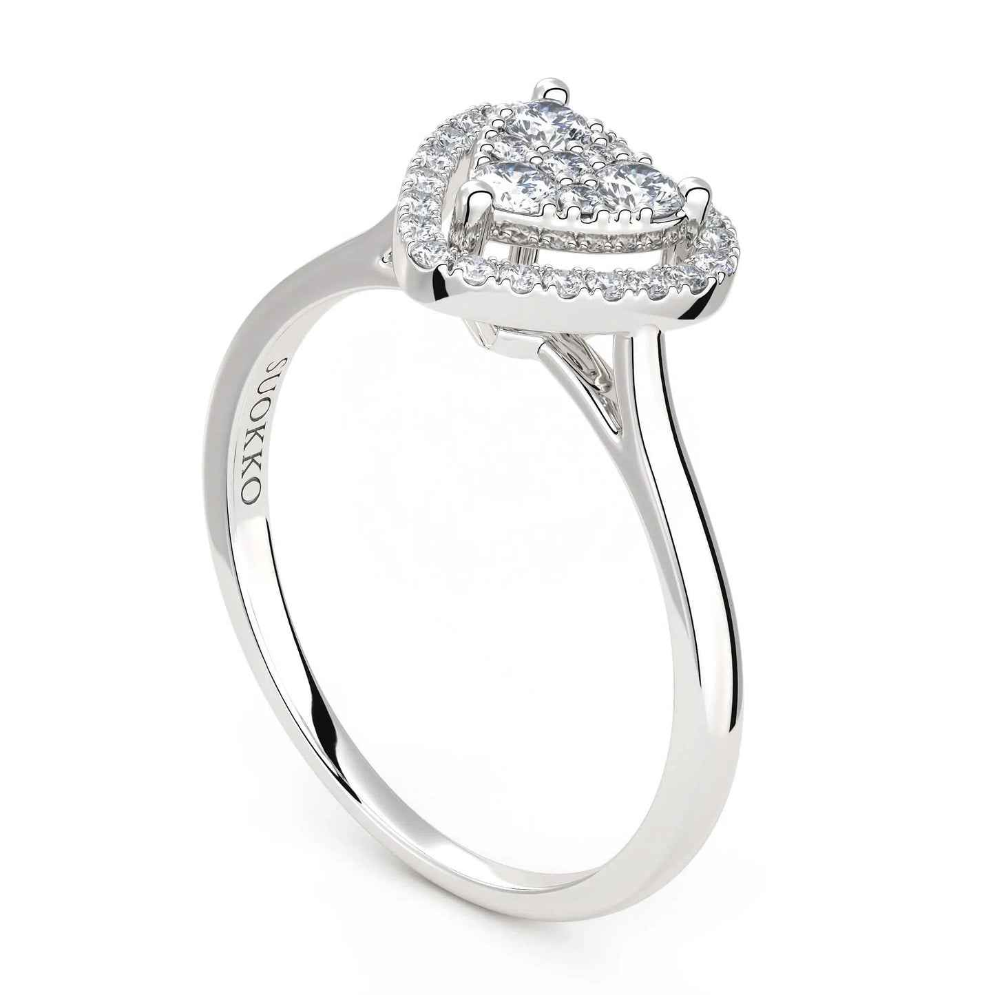 Suokko Timanttikorut -timanttisormus valkokultaa, jossa istutettuna 29 timanttia. Tuotekoodi KR11562