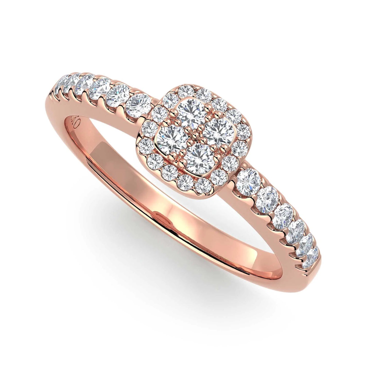 Suokko Timanttikorut -timanttisormus rosakultaa, jossa istutettuna 32 timanttia. Tuotekoodi KR11624A4