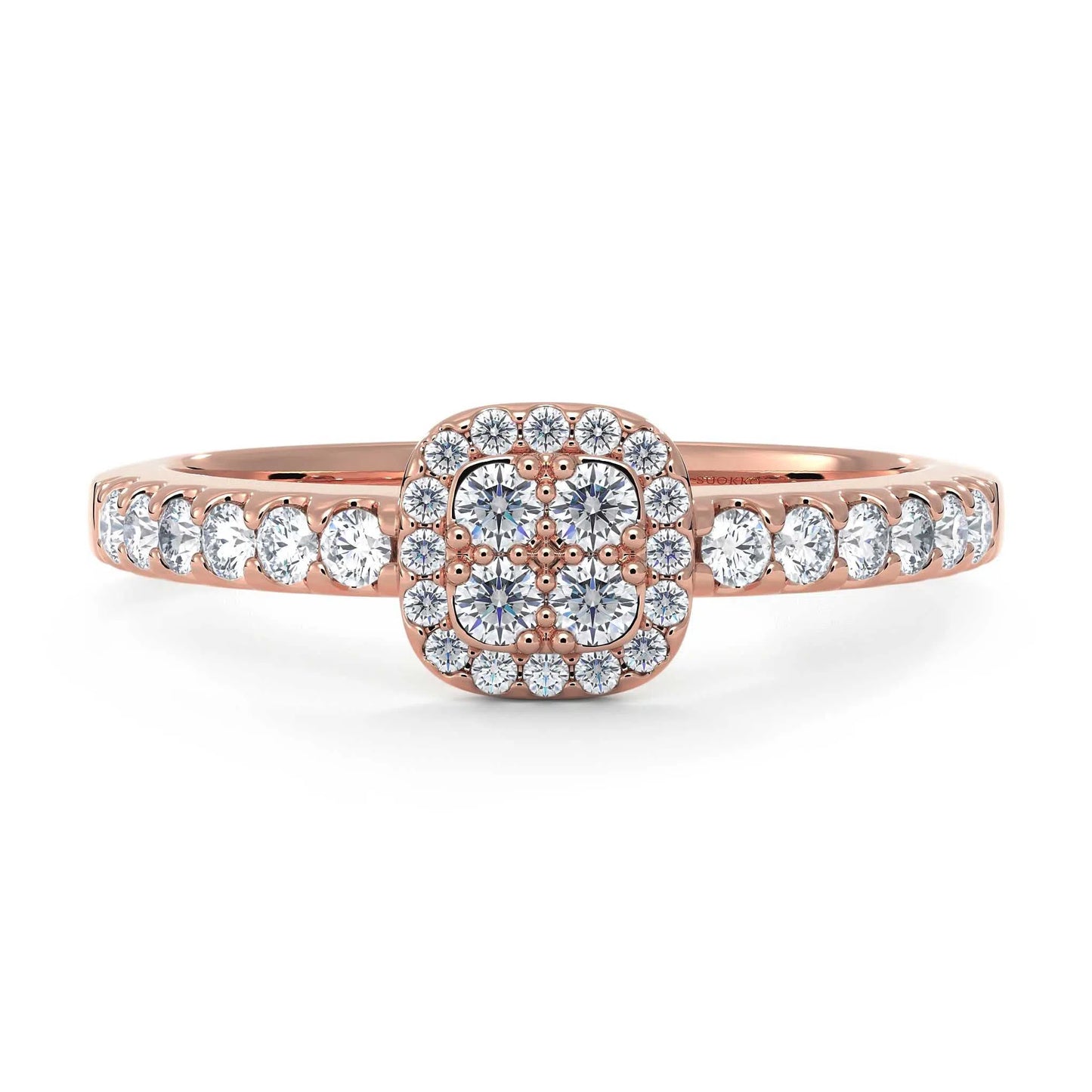 Suokko Timanttikorut -timanttisormus rosakultaa, jossa istutettuna 32 timanttia. Tuotekoodi KR11624A4