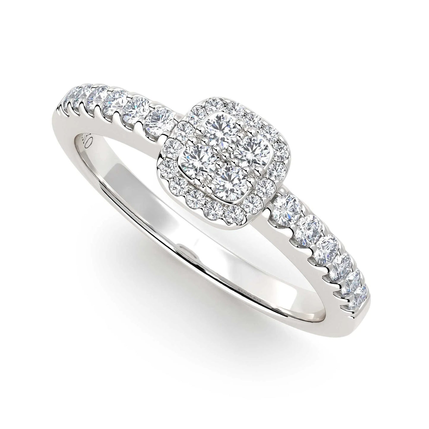 Suokko Timanttikorut -timanttisormus valkokultaa, jossa istutettuna 32 timanttia. Tuotekoodi KR11624A4