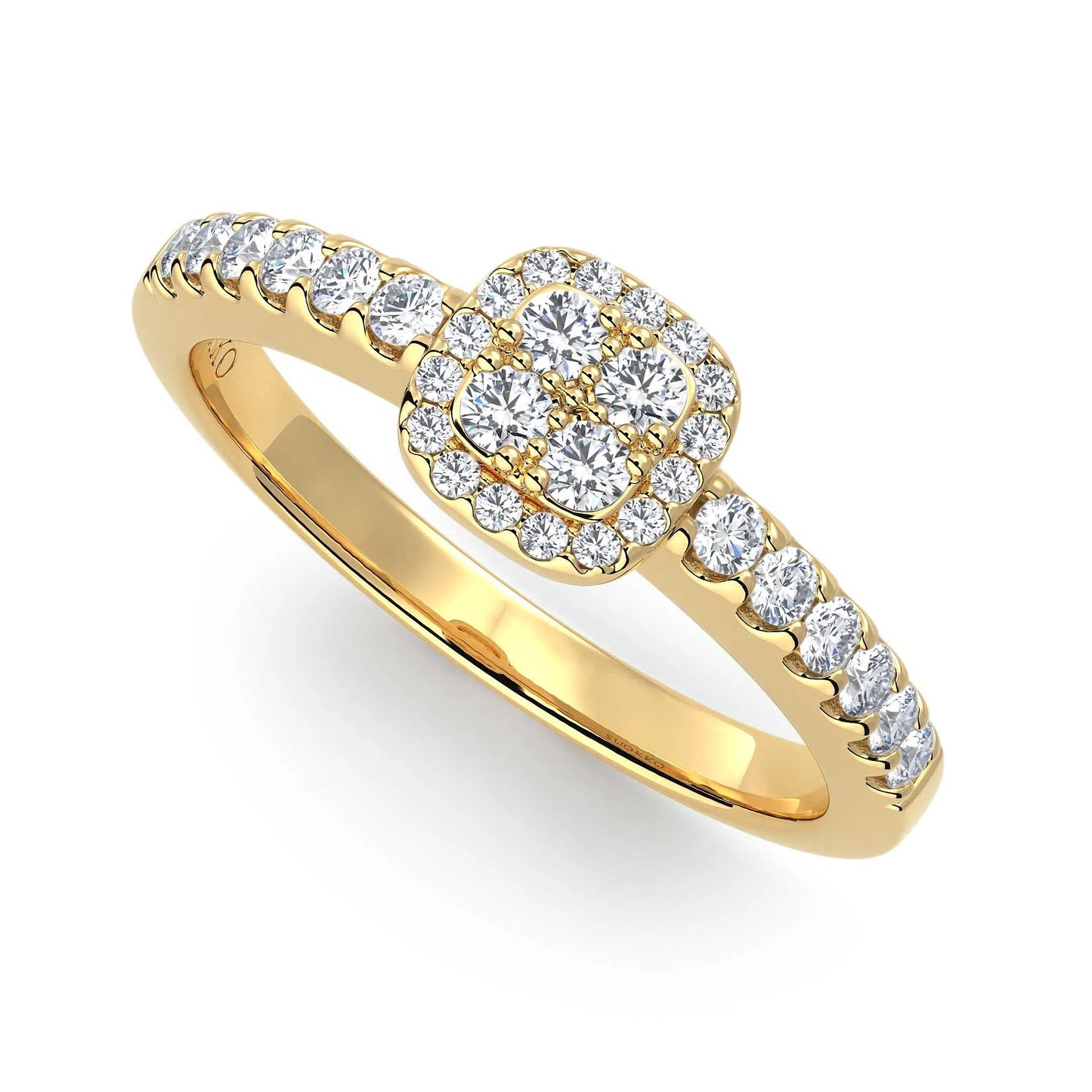 Suokko Timanttikorut -timanttisormus keltakultaa, jossa istutettuna 32 timanttia. Tuotekoodi KR11624A4