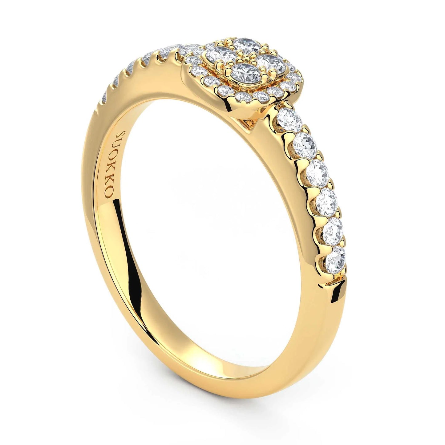 Suokko Timanttikorut -timanttisormus keltakultaa, jossa istutettuna 32 timanttia. Tuotekoodi KR11624A4