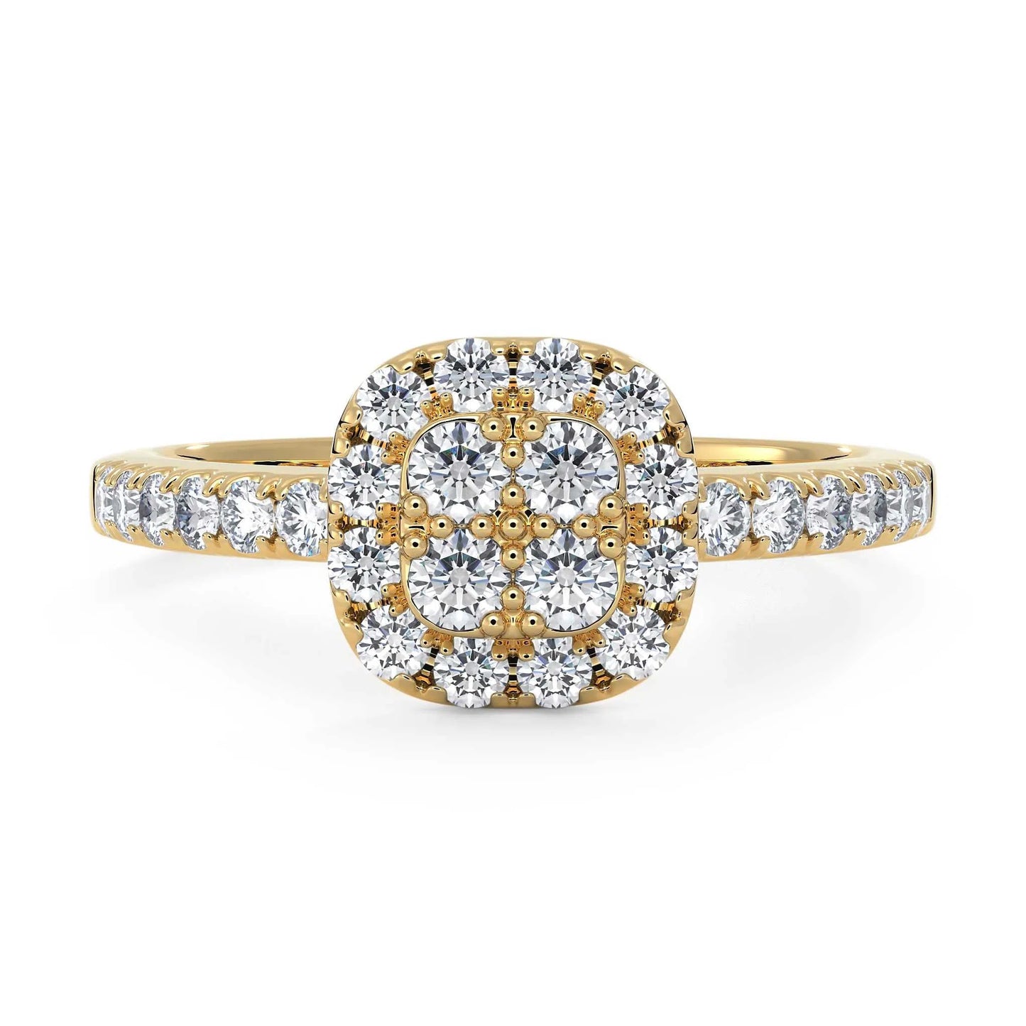 Suokko Timanttikorut -timanttisormus keltakultaa, jossa istutettuna 28 timanttia. Tuotekoodi KR11624A9