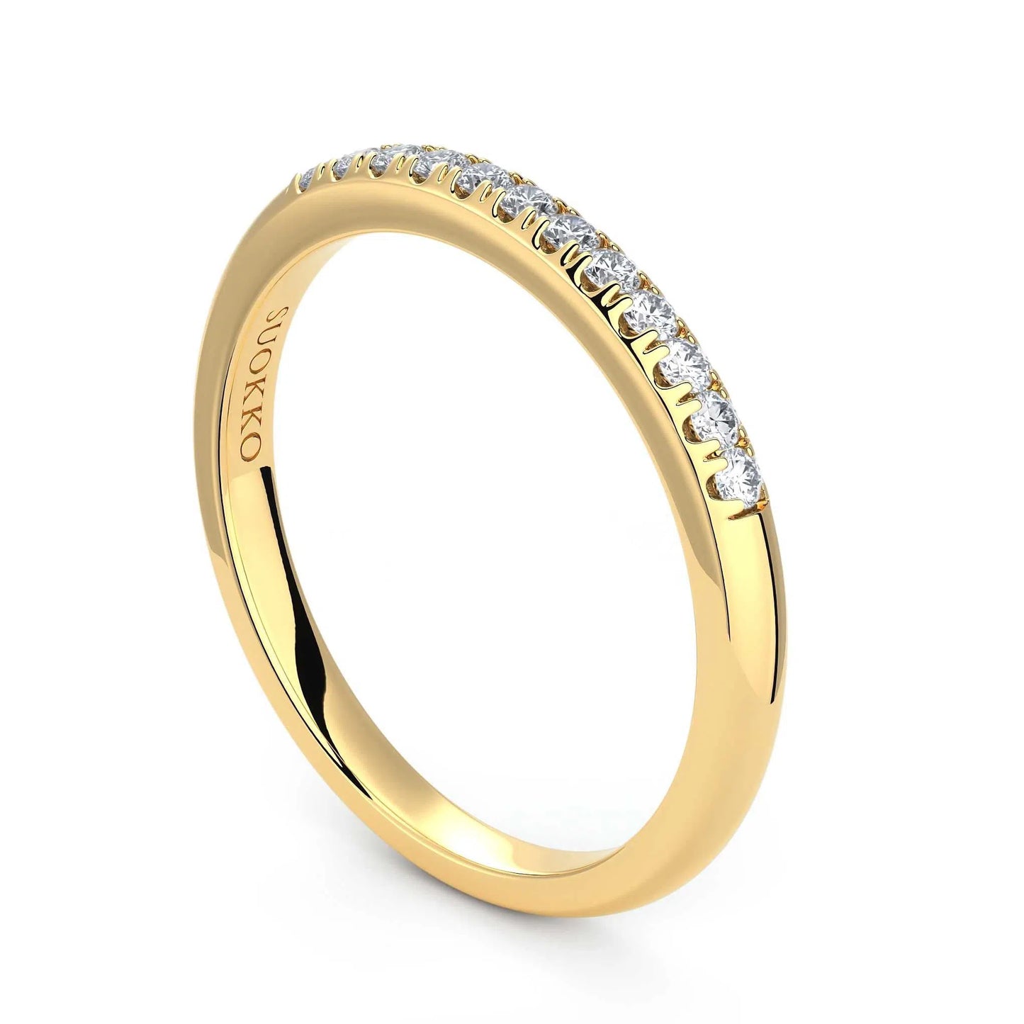 Suokko Timanttikorut -timanttisormus keltakultaa, jossa istutettuna 12 timanttia. Tuotekoodi KR13620B35A