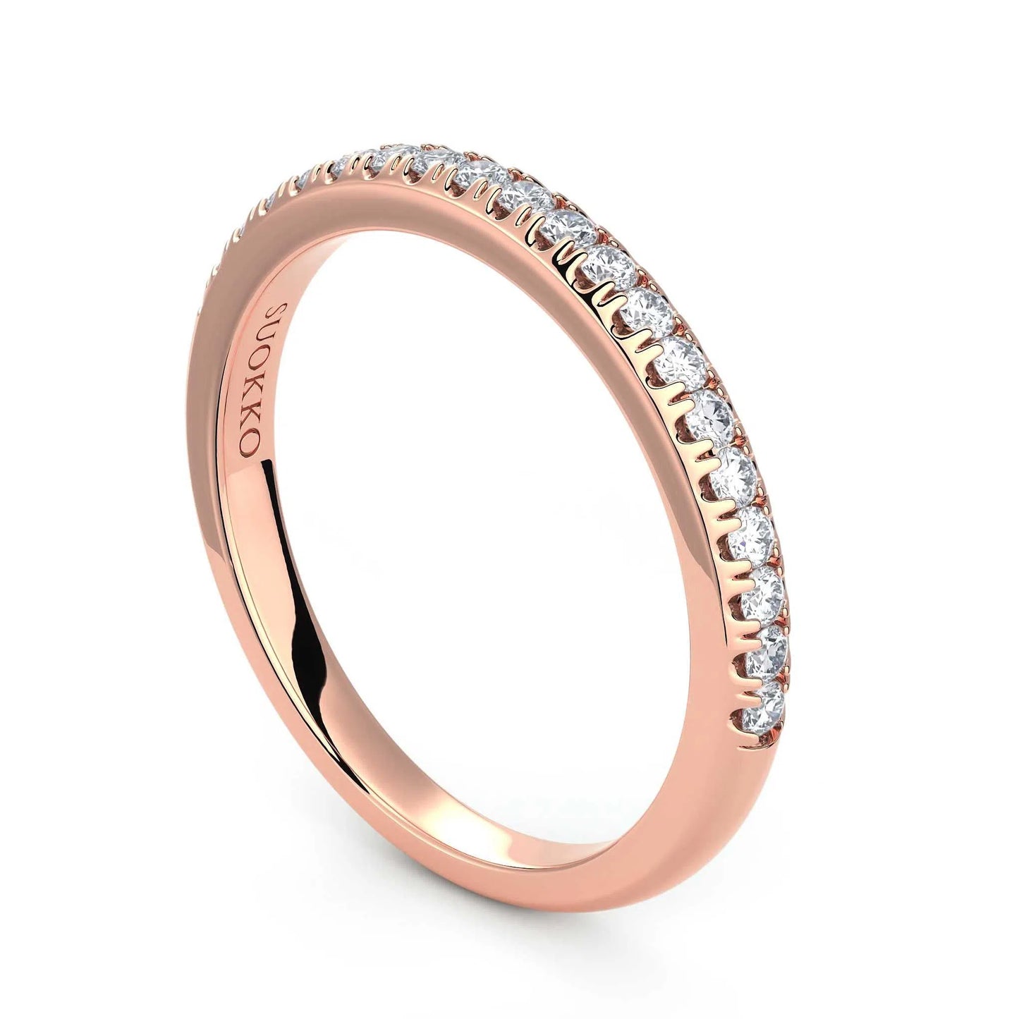 Suokko Timanttikorut -timanttisormus rosakultaa, jossa istutettuna 20 timanttia. Tuotekoodi KR13620B35