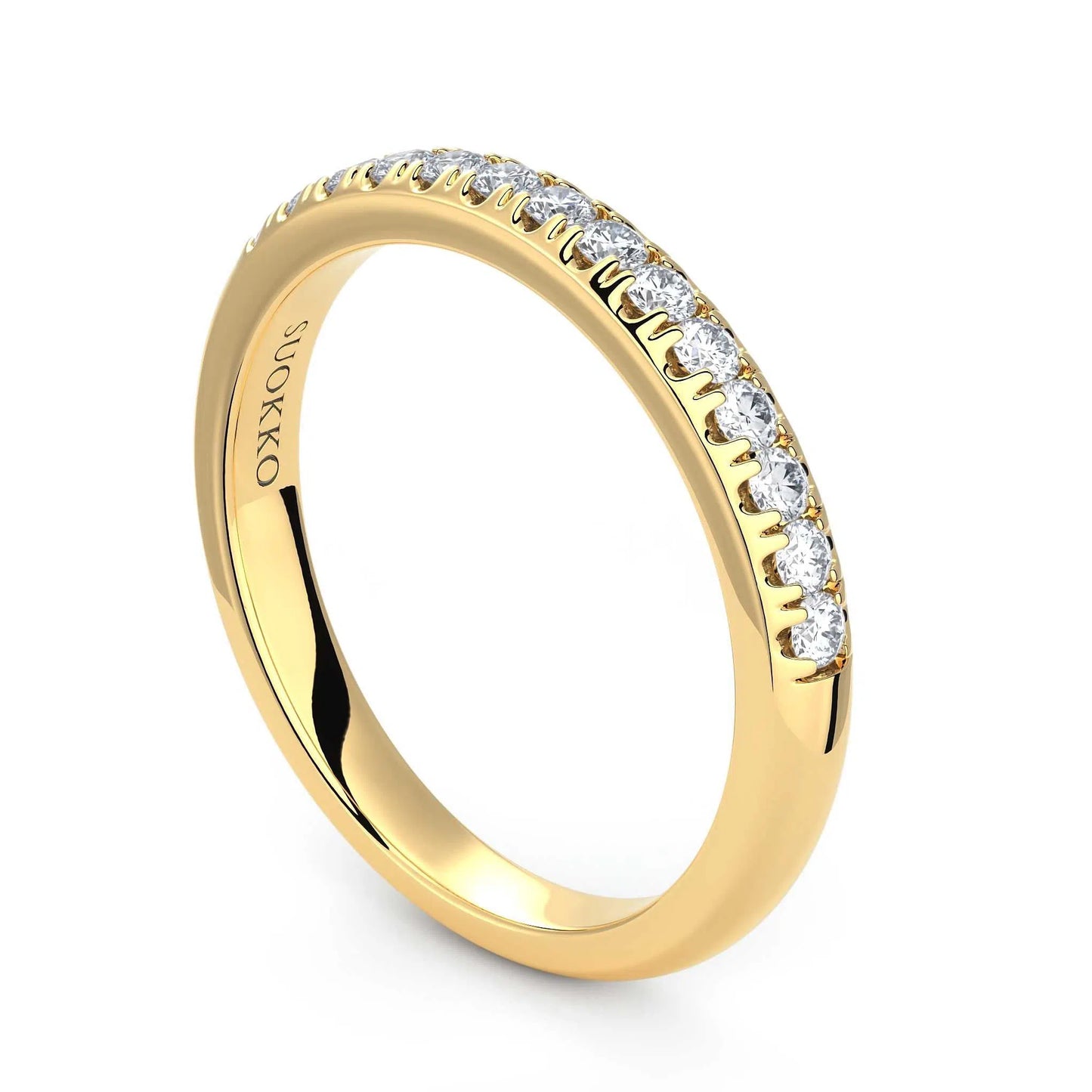 Suokko Timanttikorut -timanttisormus keltakultaa, jossa istutettuna 14 timanttia. Tuotekoodi KR14168B50A