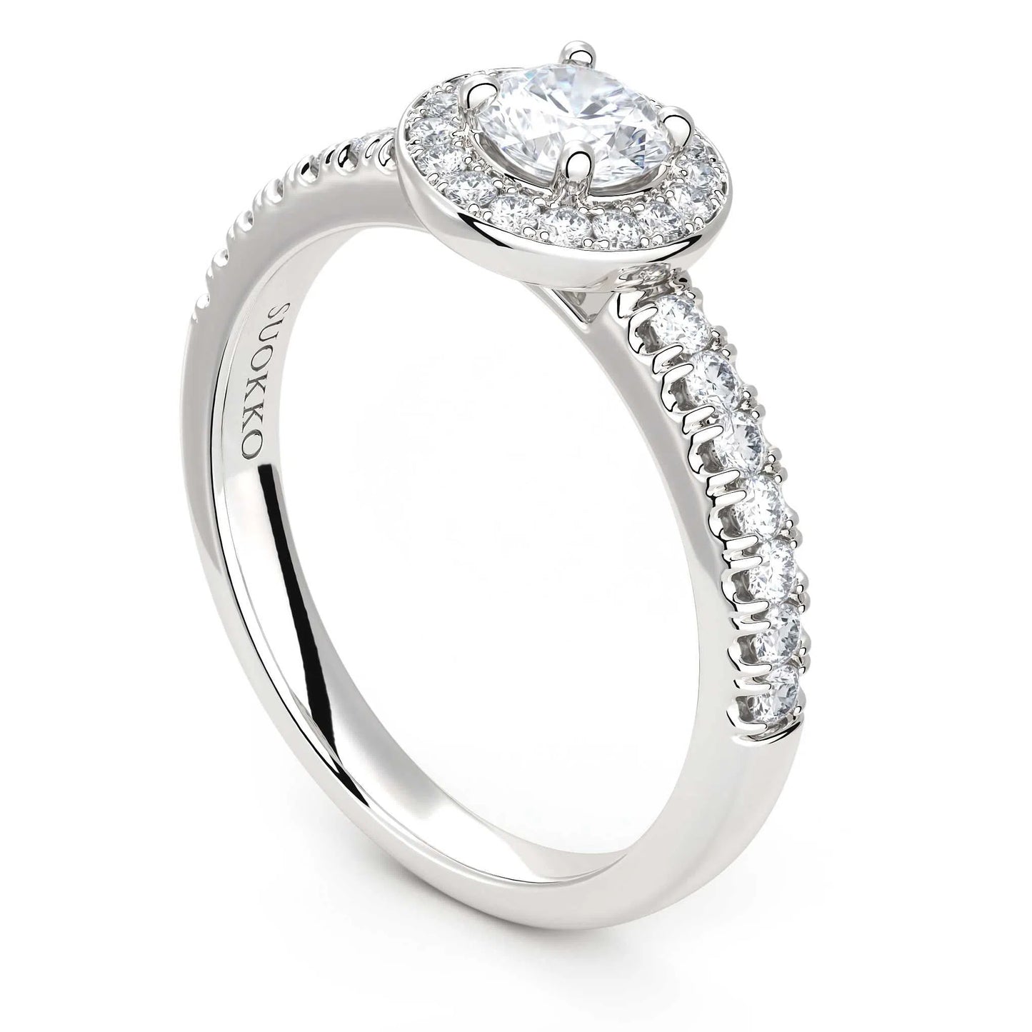 Suokko Timanttikorut -timanttisormus valkokultaa, jossa istutettuna 31 timanttia. Tuotekoodi KR14440BR40