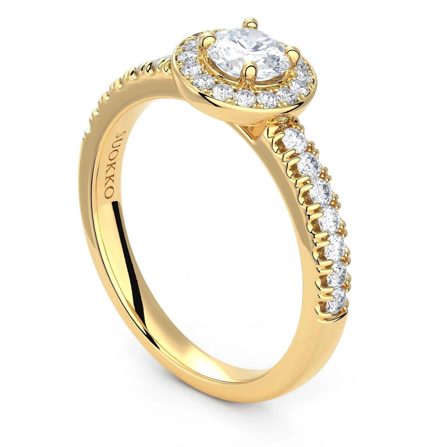 Suokko Timanttikorut -timanttisormus keltakultaa, jossa istutettuna 31 timanttia. Tuotekoodi KR14440BR40