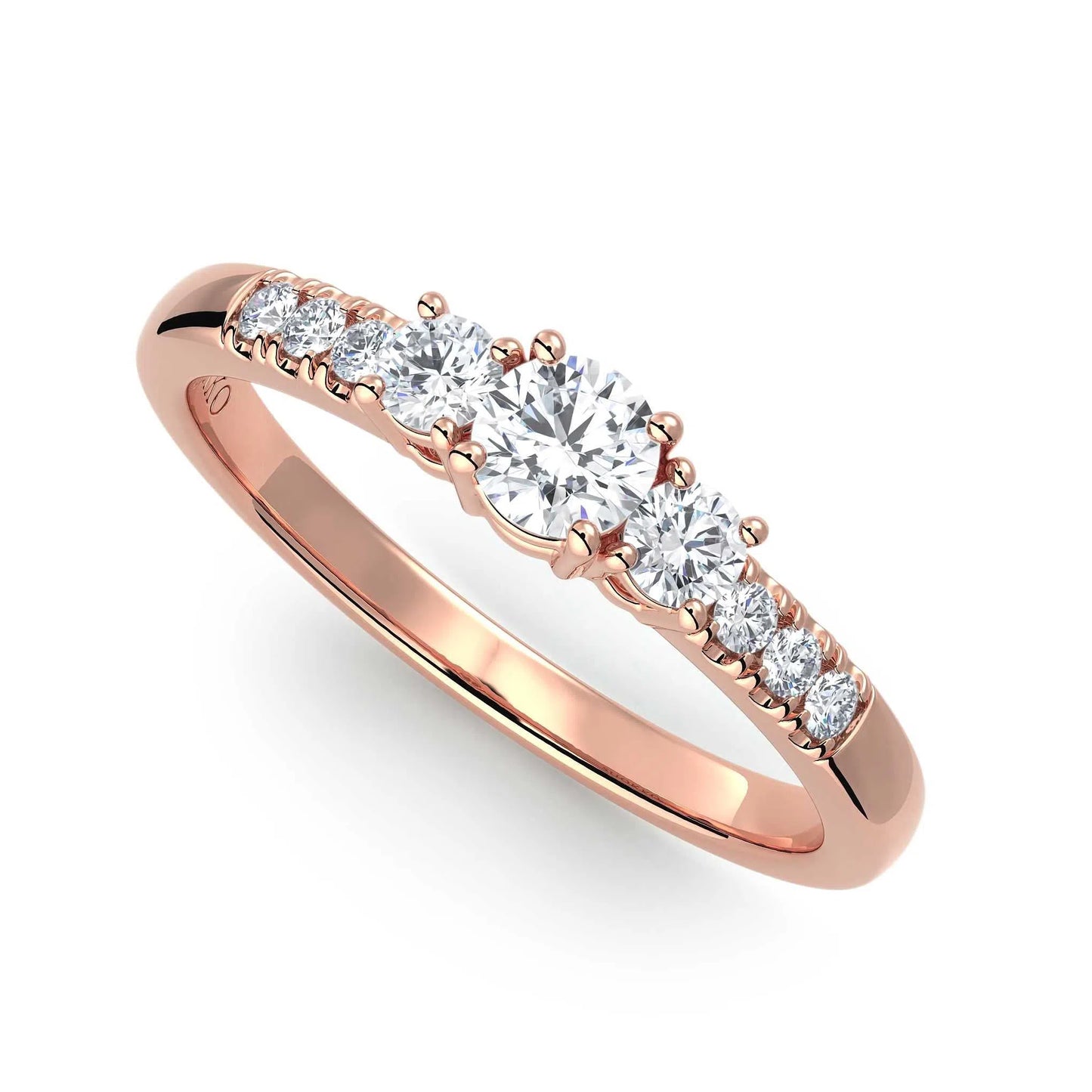 Suokko Timanttikorut -timanttisormus rosakultaa, jossa istutettuna 9 timanttia. Tuotekoodi KR14459BR20