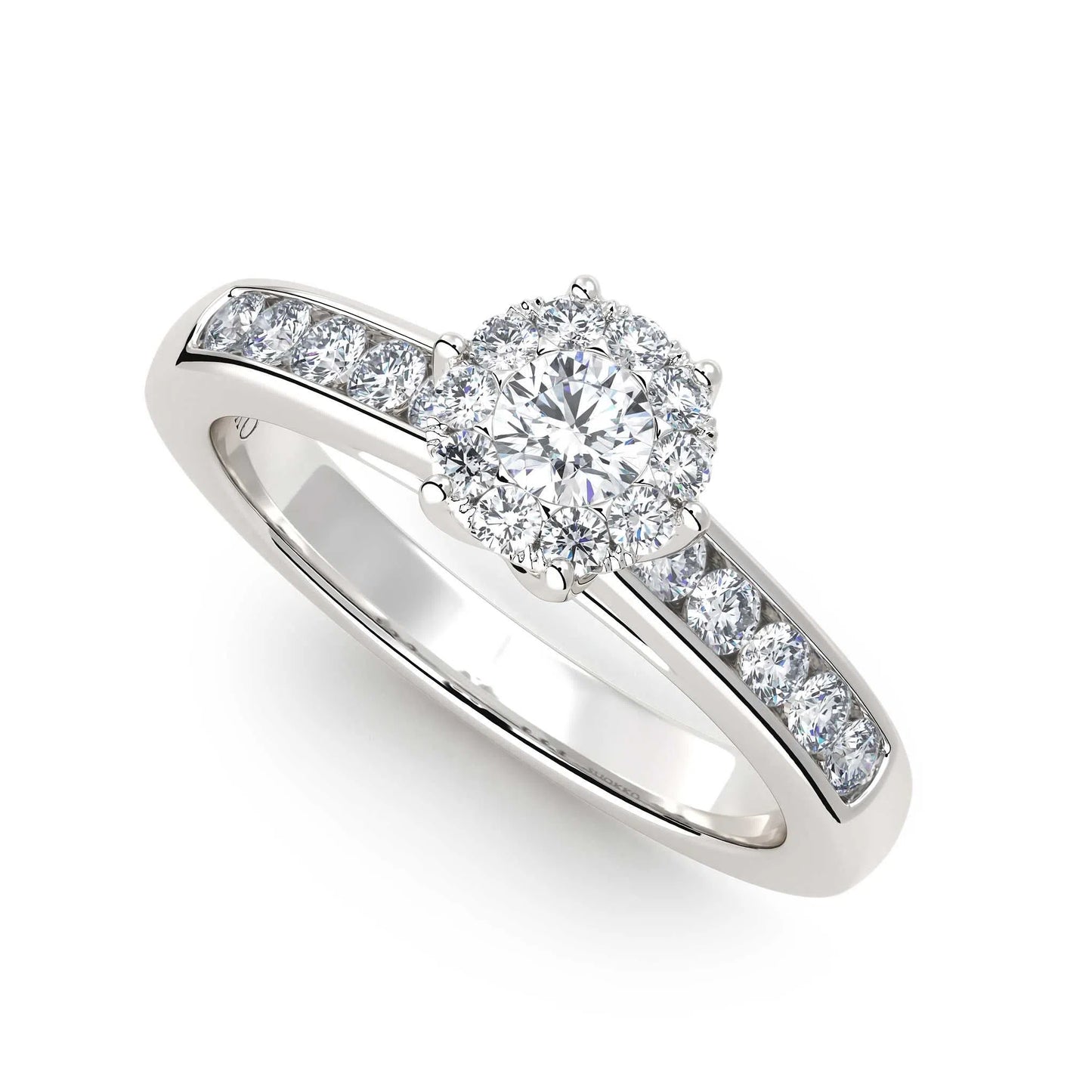 Suokko Timanttikorut -timanttisormus valkokultaa, jossa istutettuna 21 timanttia. Tuotekoodi KR14686A1