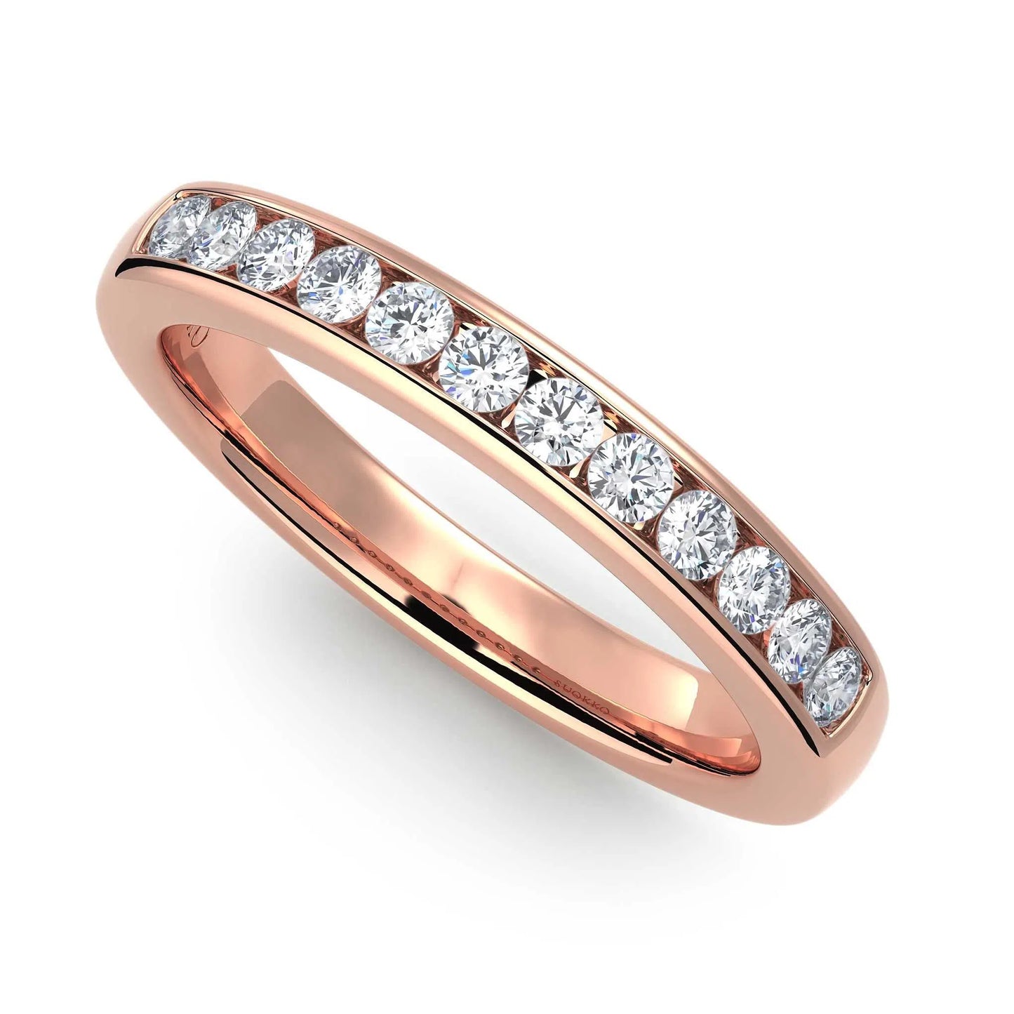 Suokko Timanttikorut -timanttisormus rosakultaa, jossa istutettuna 12 timanttia. Tuotekoodi KR14686B1