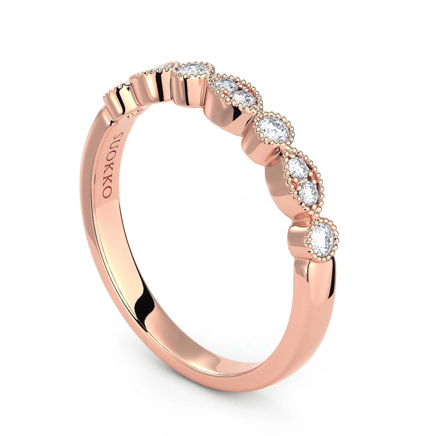 Suokko Timanttikorut -timanttisormus rosakultaa, jossa istutettuna 10 timanttia. Tuotekoodi KR17040A1