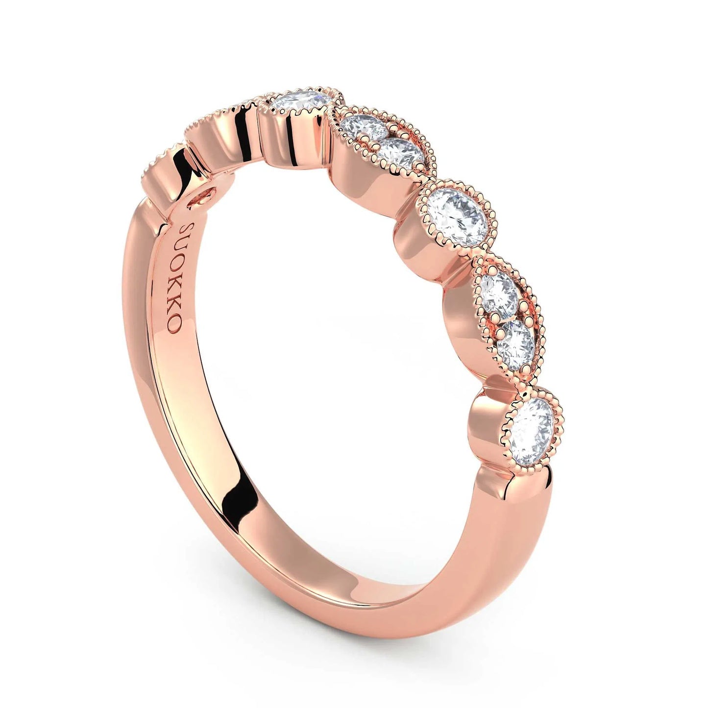 Suokko Timanttikorut -timanttisormus rosakultaa, jossa istutettuna 10 timanttia. Tuotekoodi KR17040A2