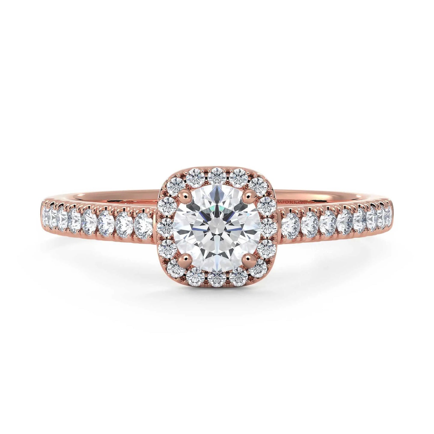 Suokko Timanttikorut -timanttisormus rosakultaa, jossa istutettuna 33 timanttia. Tuotekoodi KR17277BR35A1