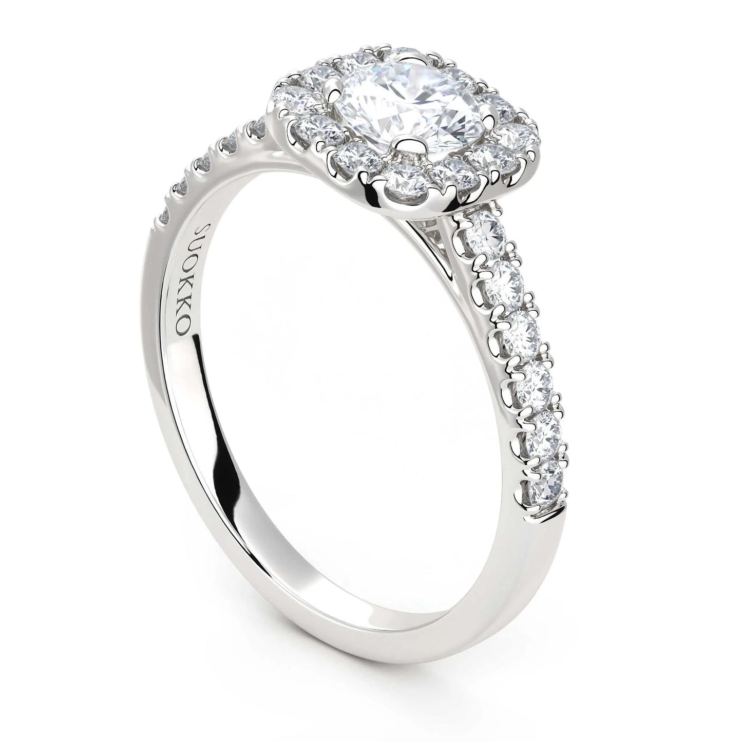 Suokko Timanttikorut -timanttisormus valkokultaa, jossa istutettuna 25 timanttia. Tuotekoodi KR17277BR50A1