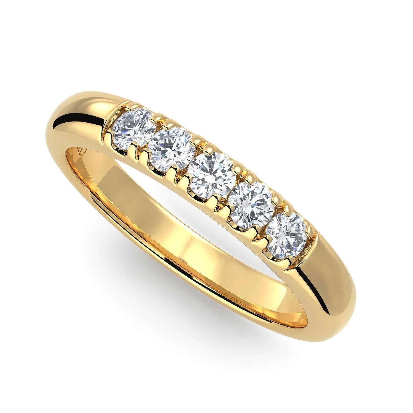 Suokko Timanttikorut -timanttisormus keltakultaa, jossa istutettuna 5 timanttia. Tuotekoodi KR17282B45A1