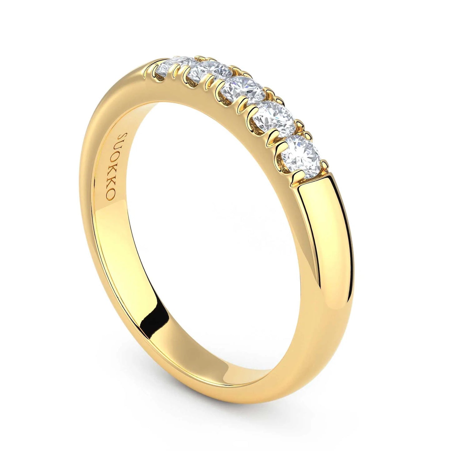 Suokko Timanttikorut -timanttisormus keltakultaa, jossa istutettuna 5 timanttia. Tuotekoodi KR17282B45A1