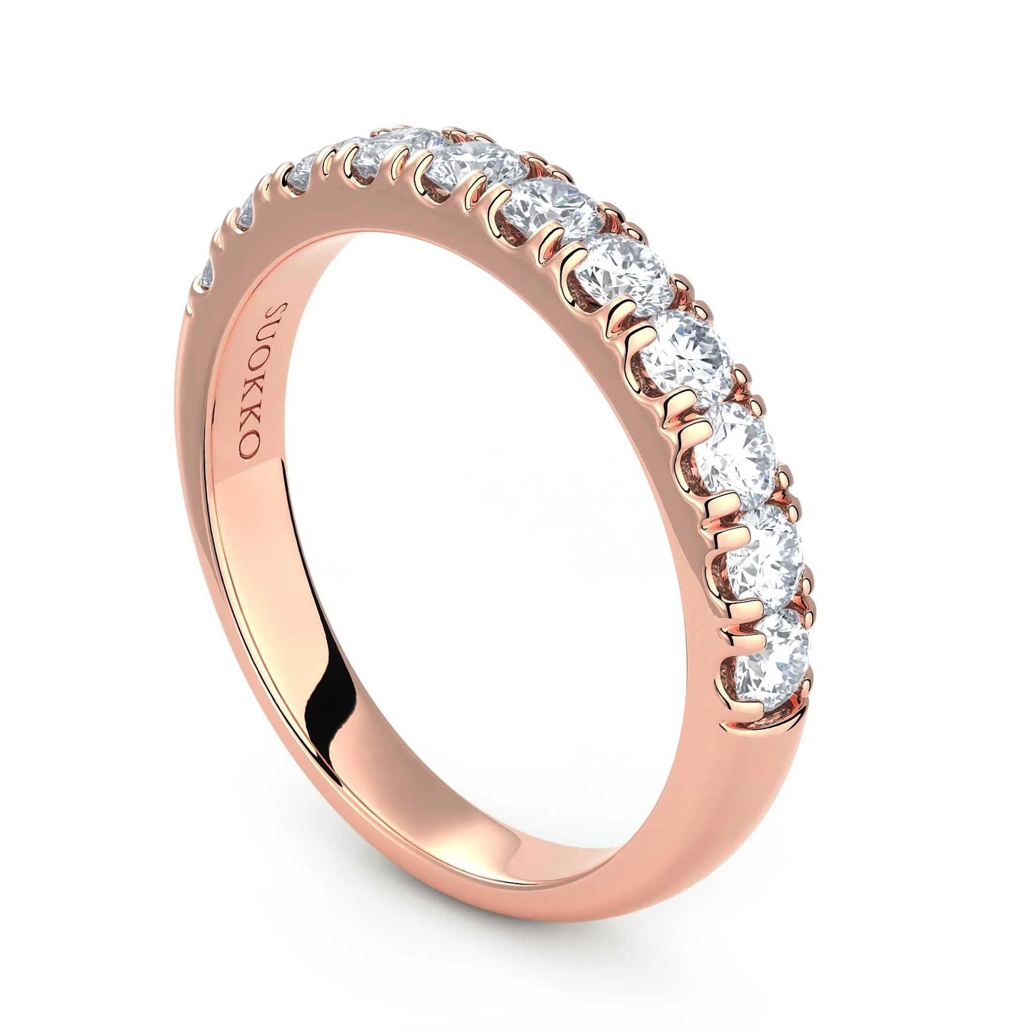 Suokko Timanttikorut -timanttisormus rosakultaa, jossa istutettuna 11 timanttia. Tuotekoodi KR17282B45A3