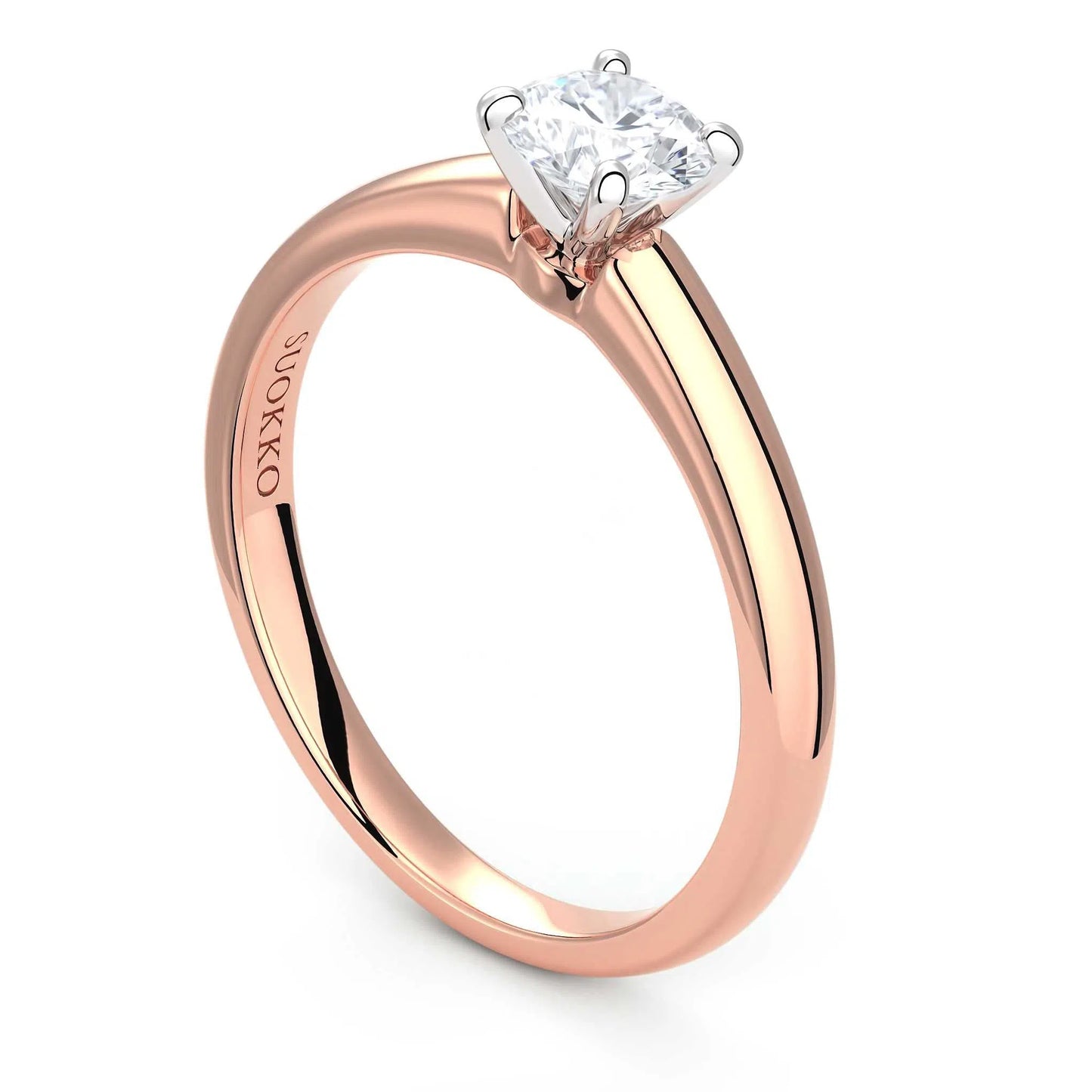 Suokko Timanttikorut -timanttisormus rosakultaa, jossa istutettuna yksi timantti. Tuotekoodi KR17282BR45A