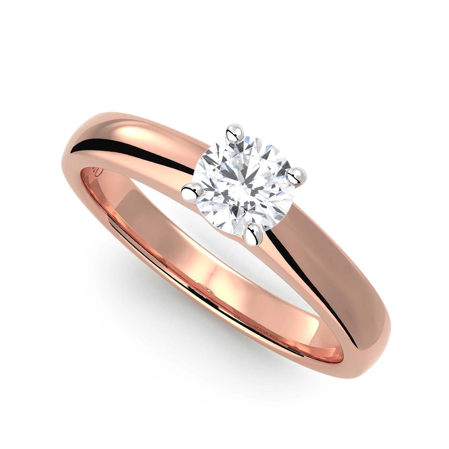 Suokko Timanttikorut -timanttisormus rosakultaa, jossa istutettuna yksi timantti. Tuotekoodi KR17282BR45