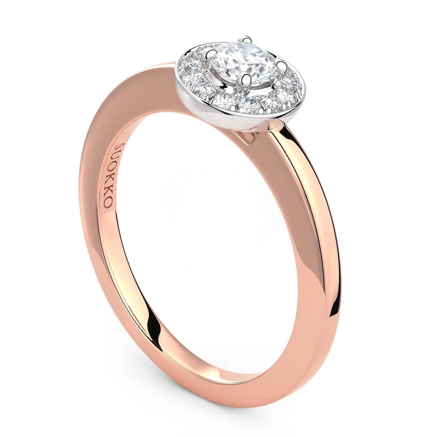 Suokko Timanttikorut -timanttisormus rosakultaa, jossa istutettuna 14 timanttia. Tuotekoodi KR17616BR25