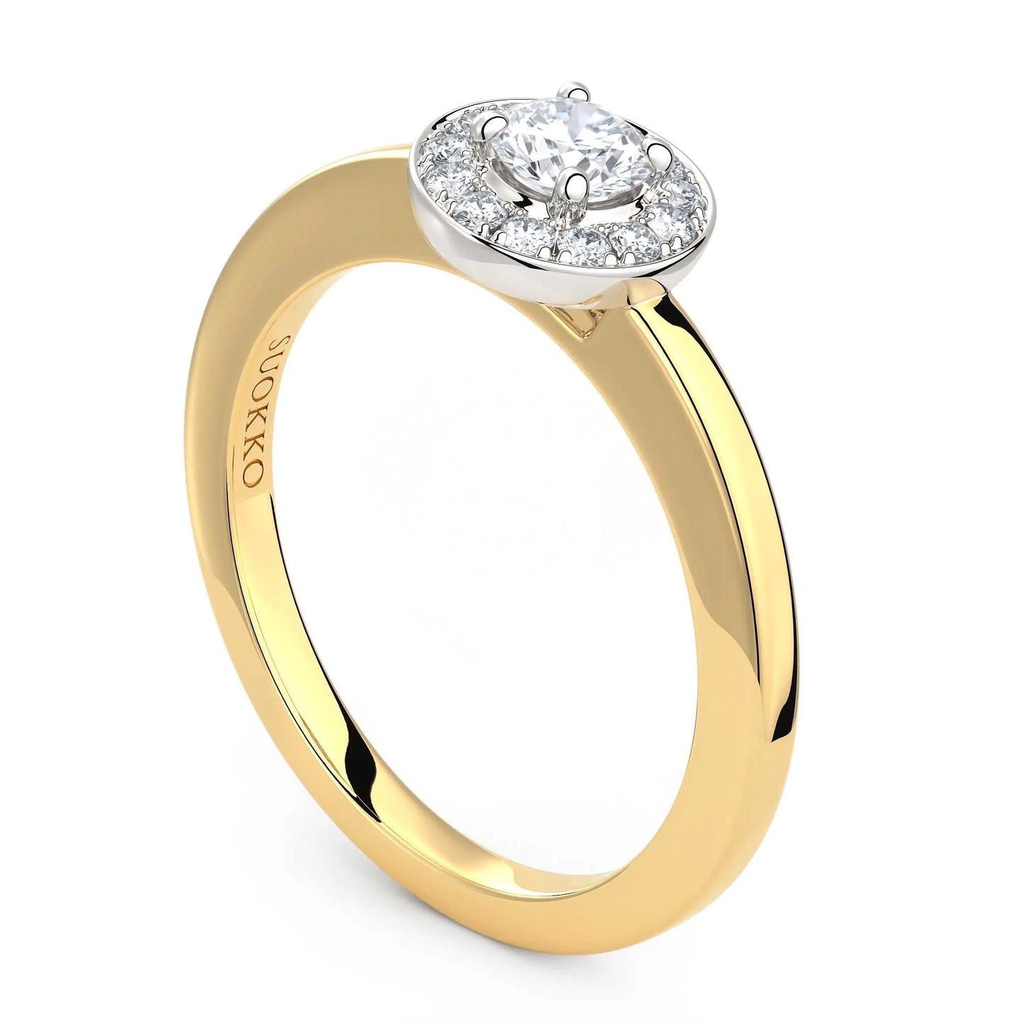 Suokko Timanttikorut -timanttisormus keltakultaa, jossa istutettuna 14 timanttia. Tuotekoodi KR17616BR25