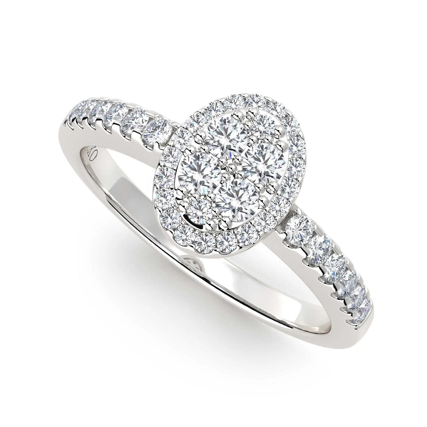 Suokko Timanttikorut -timanttisormus valkokultaa, jossa istutettuna 38 timanttia. Tuotekoodi KR17973