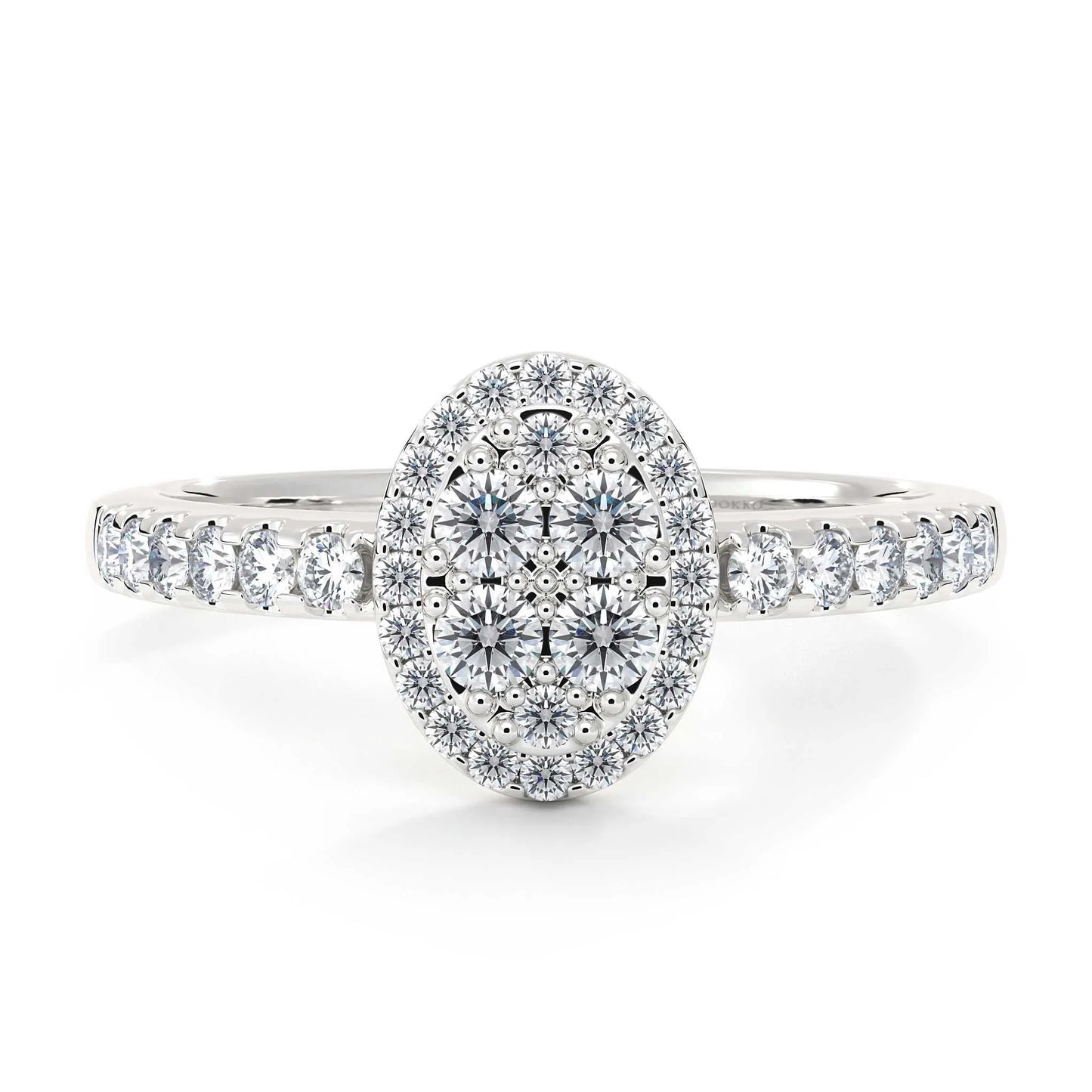 Suokko Timanttikorut -timanttisormus valkokultaa, jossa istutettuna 38 timanttia. Tuotekoodi KR17973