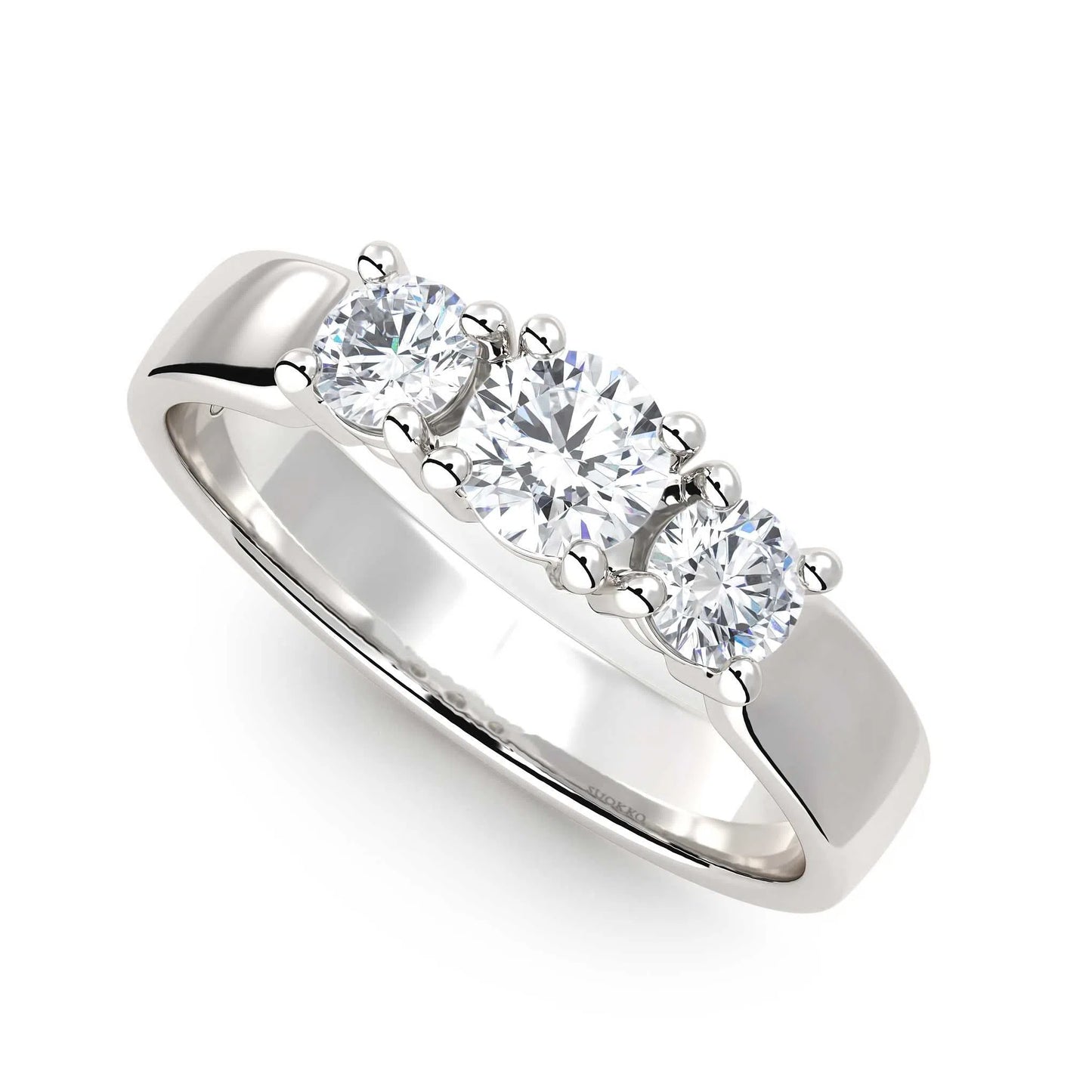 Suokko Timanttikorut -timanttisormus valkokultaa, jossa istutettuna 3 timanttia. Tuotekoodi KR17979BR30