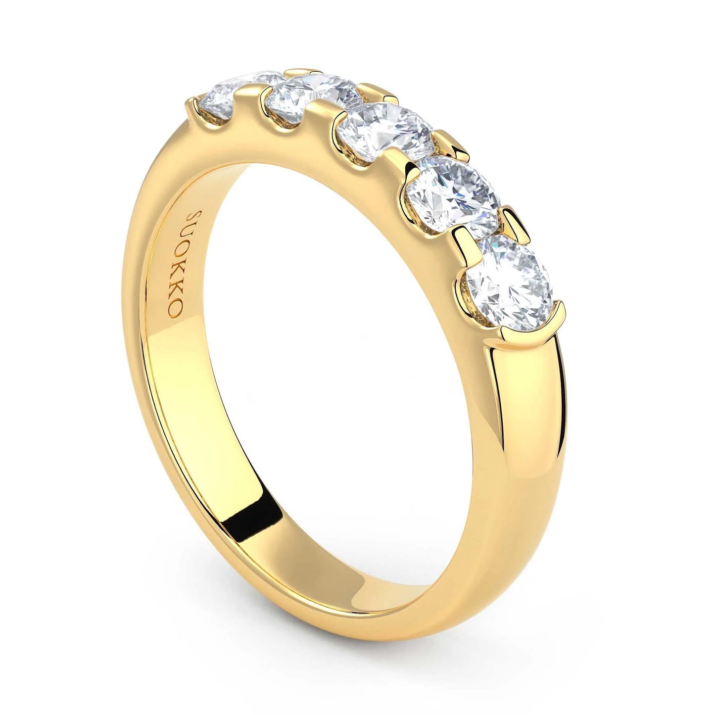 Suokko Timanttikorut -timanttisormus keltakultaa, jossa istutettuna 5 timanttia. Tuotekoodi KR17992