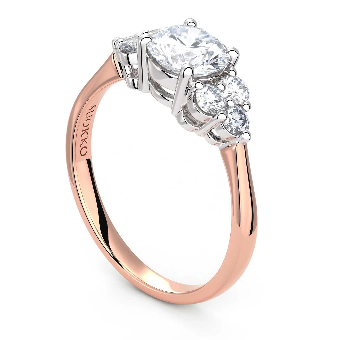 Suokko Timanttikorut -timanttisormus rosakultaa, jossa istutettuna 7 timanttia. Tuotekoodi KR18131BR80