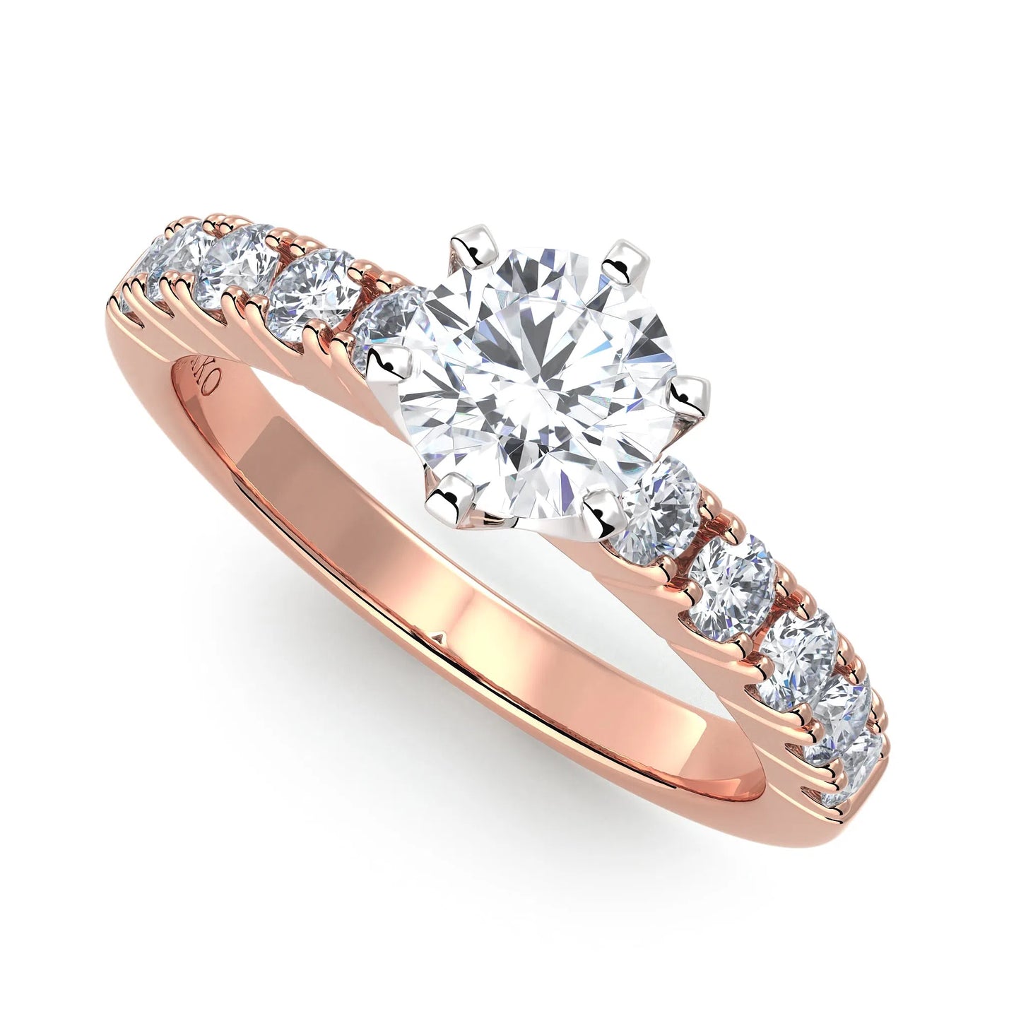 Suokko Timanttikorut -timanttisormus rosakultaa, jossa istutettuna 11 timanttia. Tuotekoodi KR18132BR65