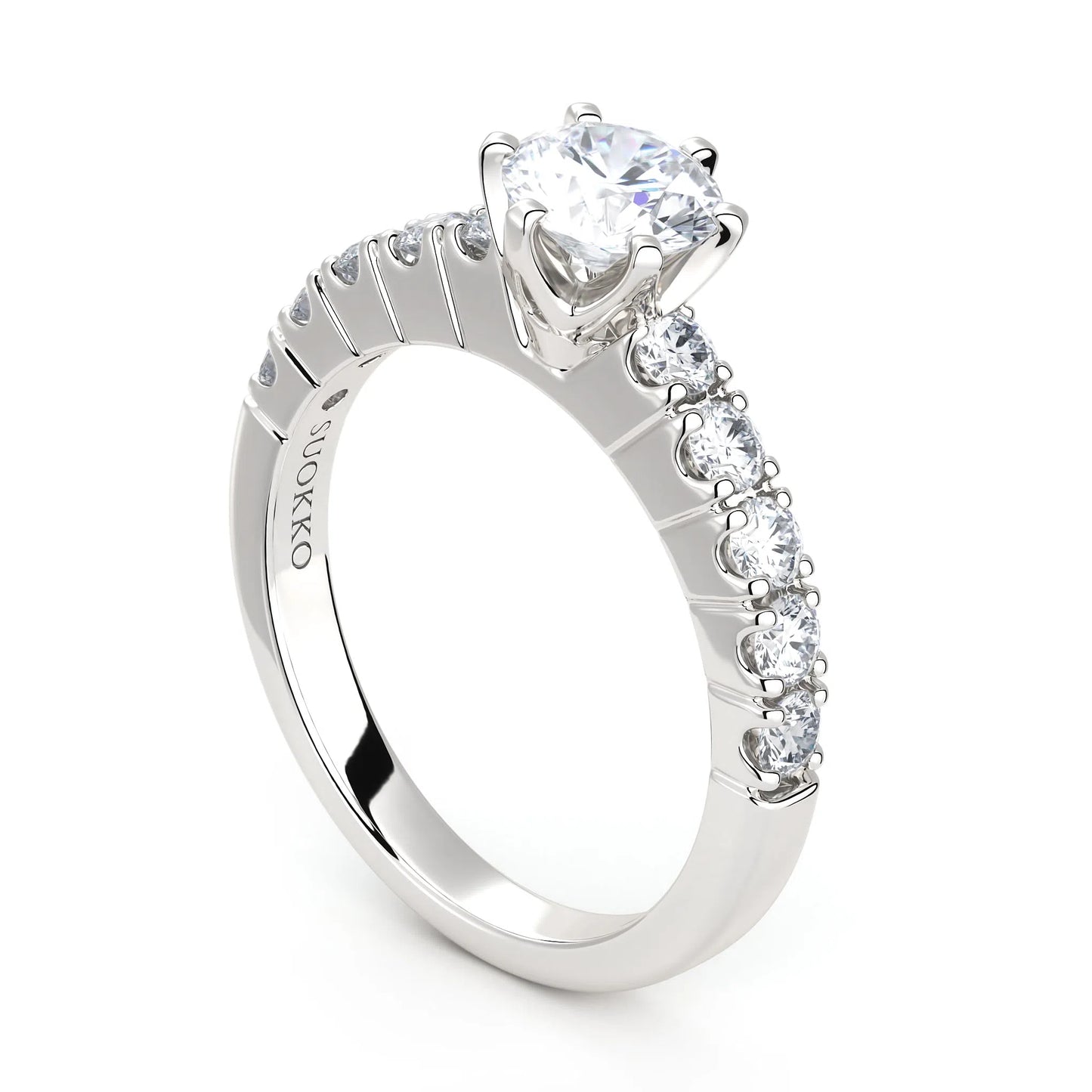 Suokko Timanttikorut -timanttisormus valkokultaa, jossa istutettuna 11 timanttia. Tuotekoodi KR18132BR65