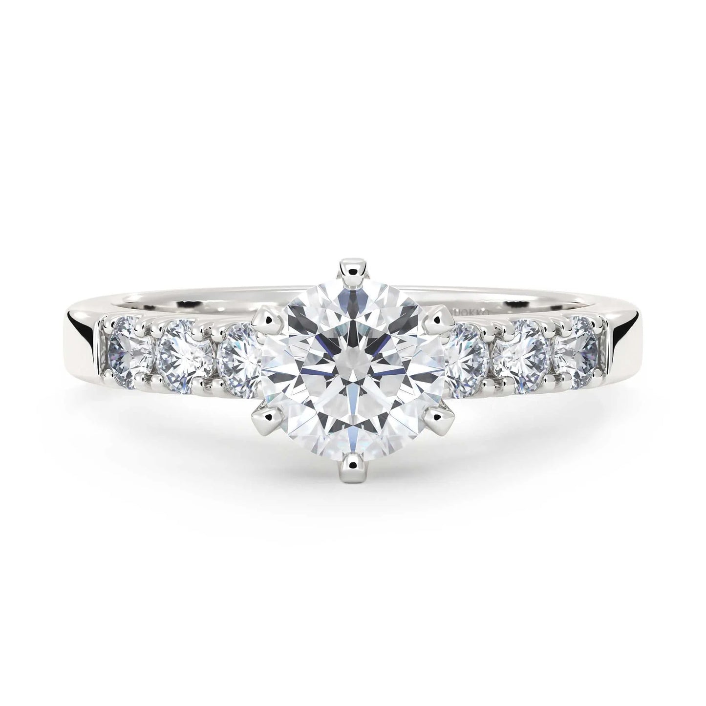 Suokko Timanttikorut -timanttisormus valkokultaa, jossa istutettuna 7 timanttia. Tuotekoodi KR18132BR75