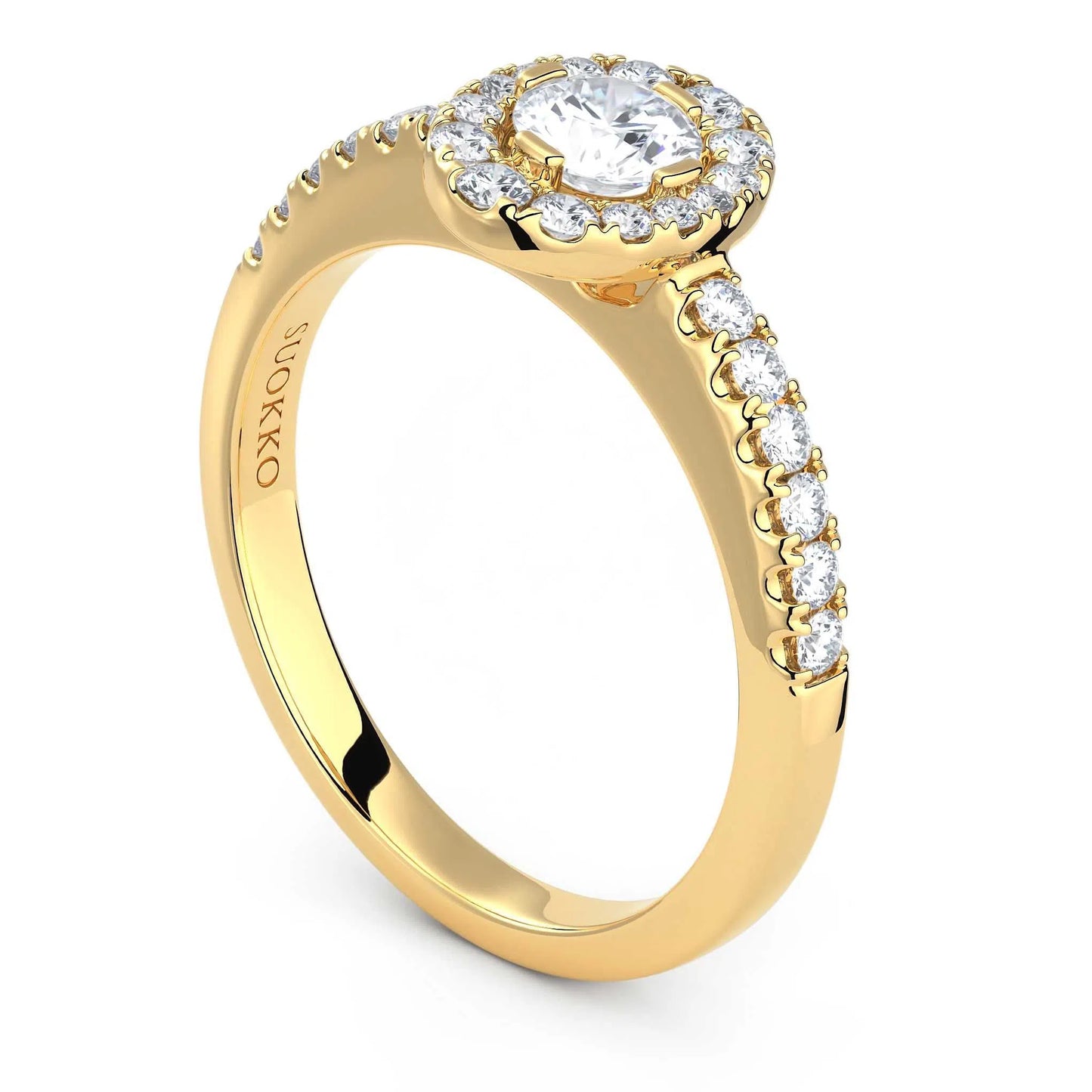 Suokko Timanttikorut -timanttisormus keltakultaa, jossa istutettuna 27 timanttia. Tuotekoodi KR18268BR30