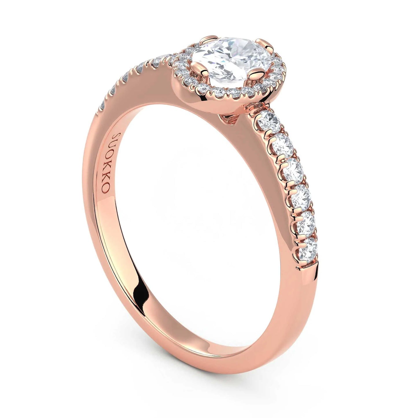 Suokko Timanttikorut -timanttisormus rosakultaa, jossa istutettuna 33 timanttia. Tuotekoodi KR18453OV5.5X4