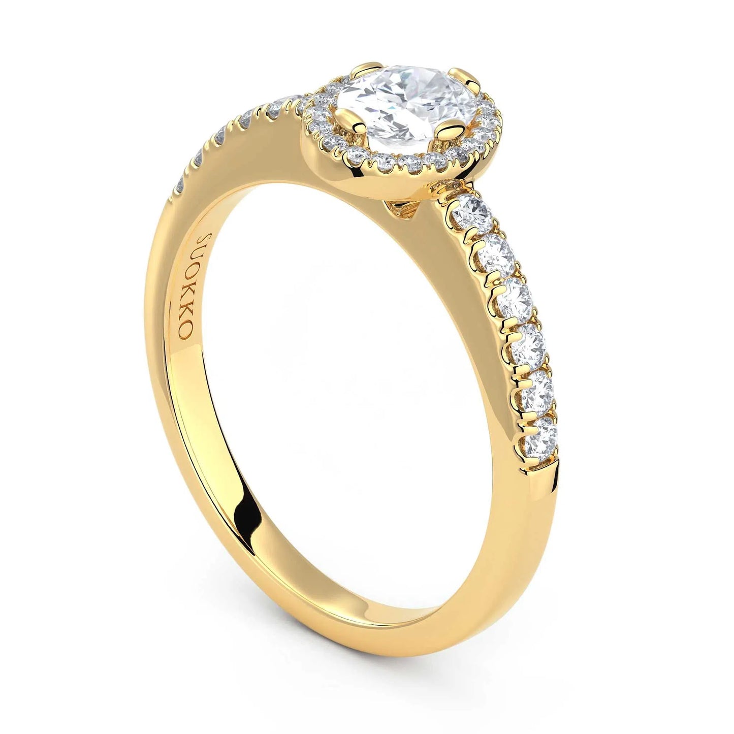 Suokko Timanttikorut -timanttisormus keltakultaa, jossa istutettuna 33 timanttia. Tuotekoodi KR18453OV5.5X4