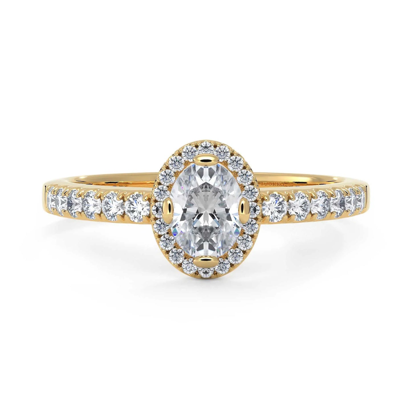 Suokko Timanttikorut -timanttisormus keltakultaa, jossa istutettuna 33 timanttia. Tuotekoodi KR18453OV5.5X4