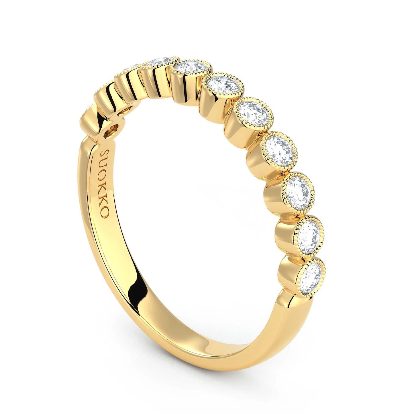 Suokko Timanttikorut -timanttisormus keltakultaa, jossa istutettuna 11 timanttia. Tuotekoodi KR18473