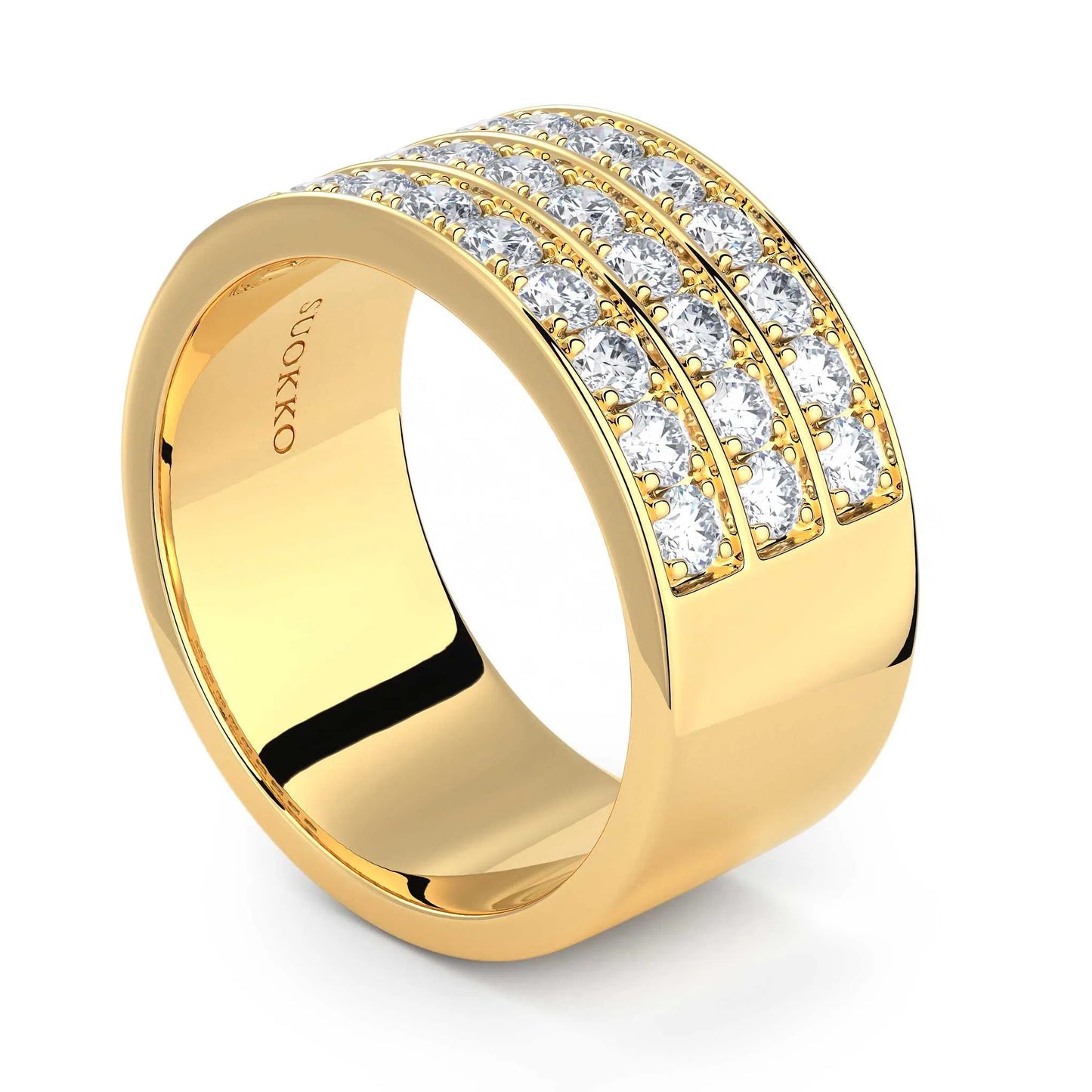 Suokko Timanttikorut -timanttisormus keltakultaa, jossa istutettuna 27 timanttia. Tuotekoodi KR18493