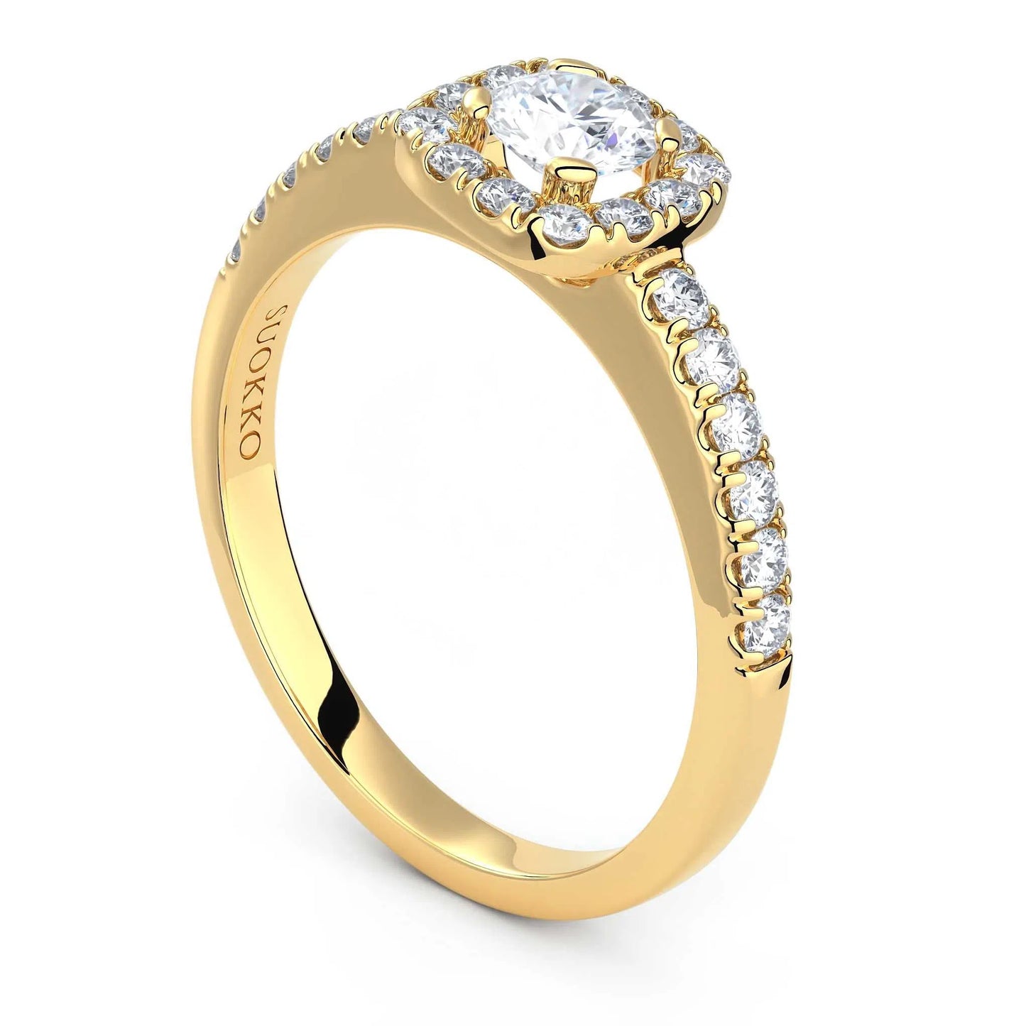 Suokko Timanttikorut -timanttisormus keltakultaa, jossa istutettuna 25 timanttia. Tuotekoodi KR18530BR30