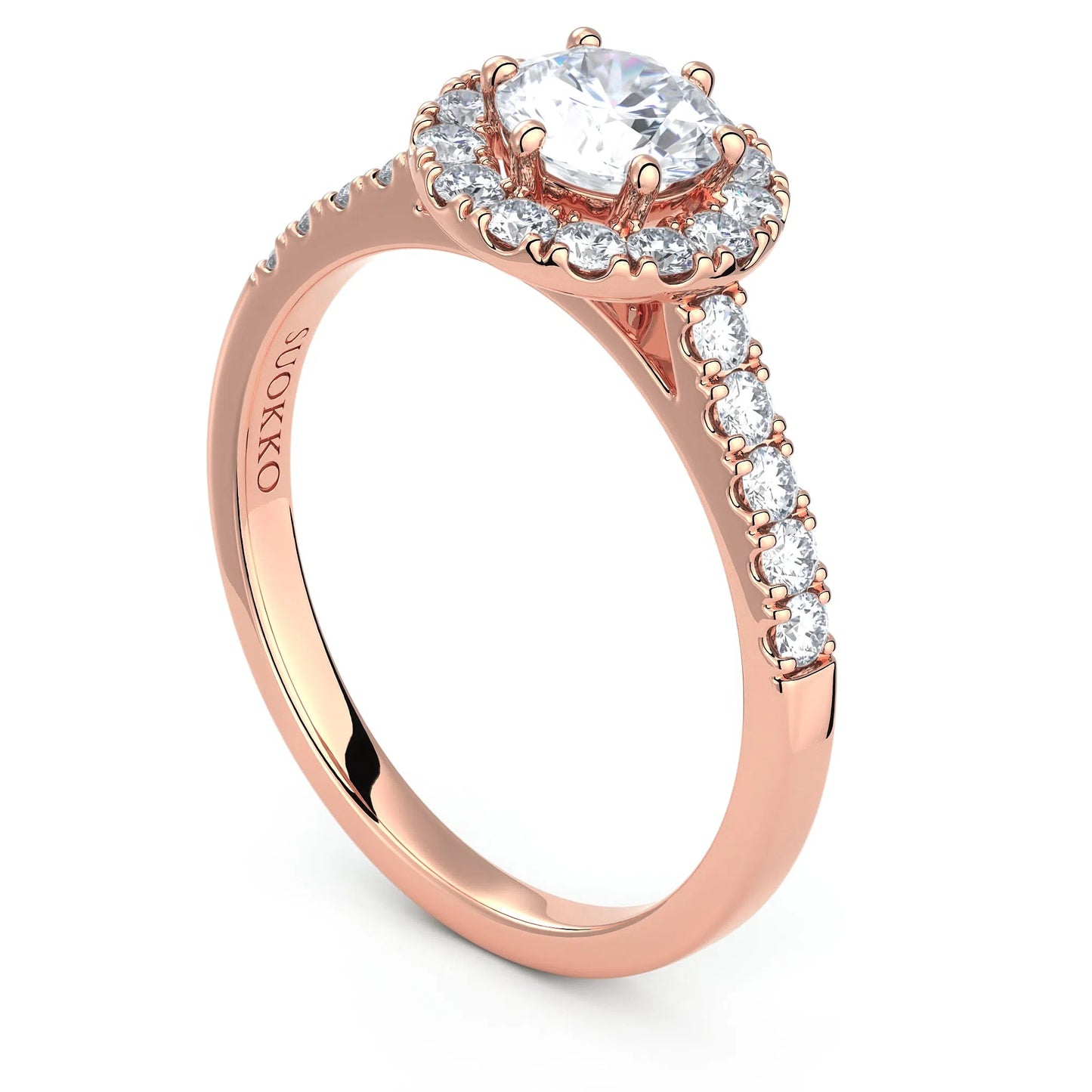 Suokko Timanttikorut -timanttisormus rosakultaa, jossa istutettuna 24 timanttia. Tuotekoodi KR18564BR50